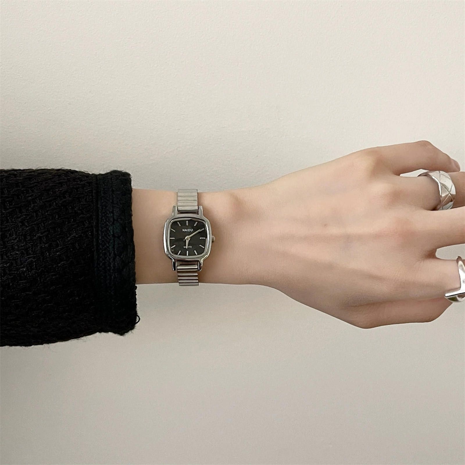 Jewelry Silver Square Face Stainless Steel Wrist Watch Size ONE SIZE - 7 Thumbnail