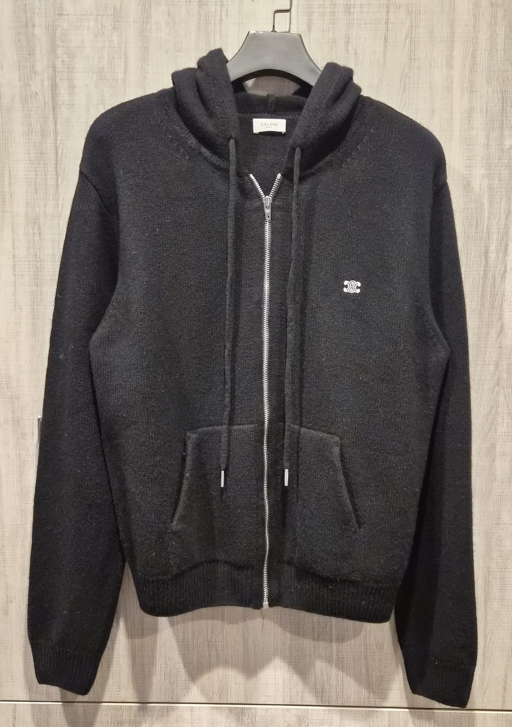 Celine Celine Black Wool Cashmere Blend Zip Hoodie Size US L / EU 52-54 / 3 - 1 Thumbnail