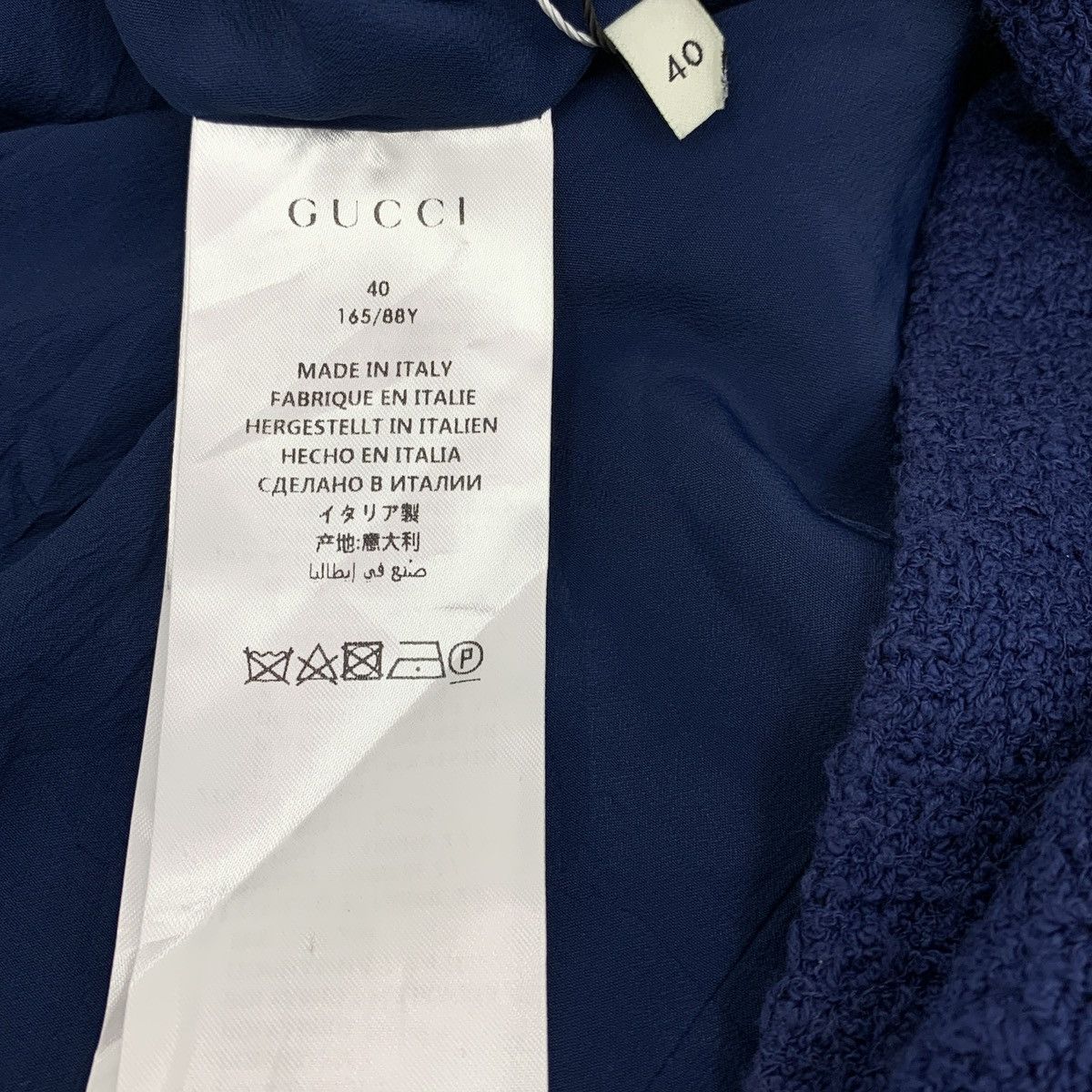 Gucci Gucci navy blue cotton babydoll collar bow woven tweed dress Size S / US 4 / IT 40 - 8 Thumbnail