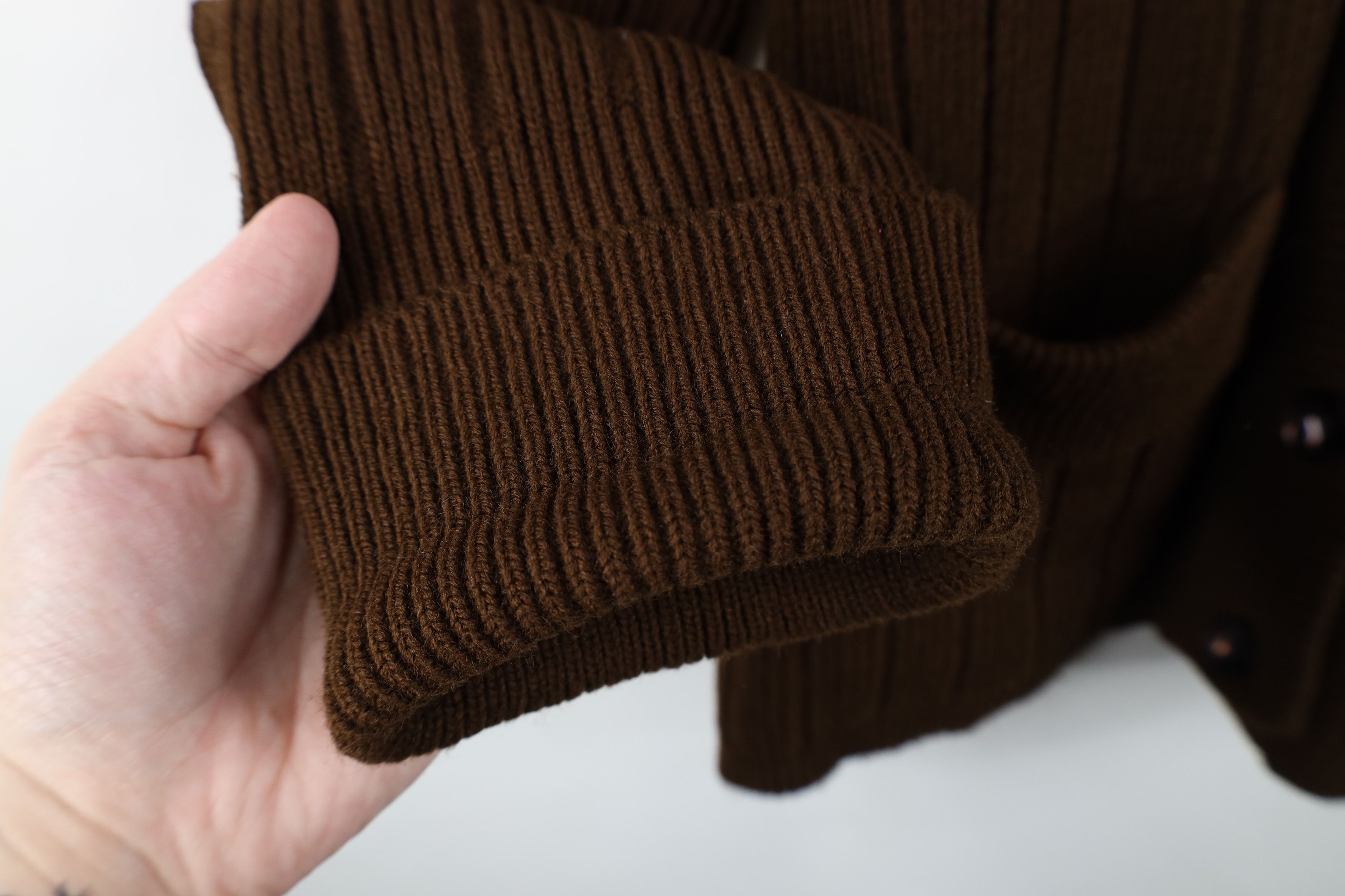 Vintage Vinage 60s 70s Streetwear Ribbed Knit Cardigan Sweater Brown Size L / US 10 / IT 46 - 8 Thumbnail