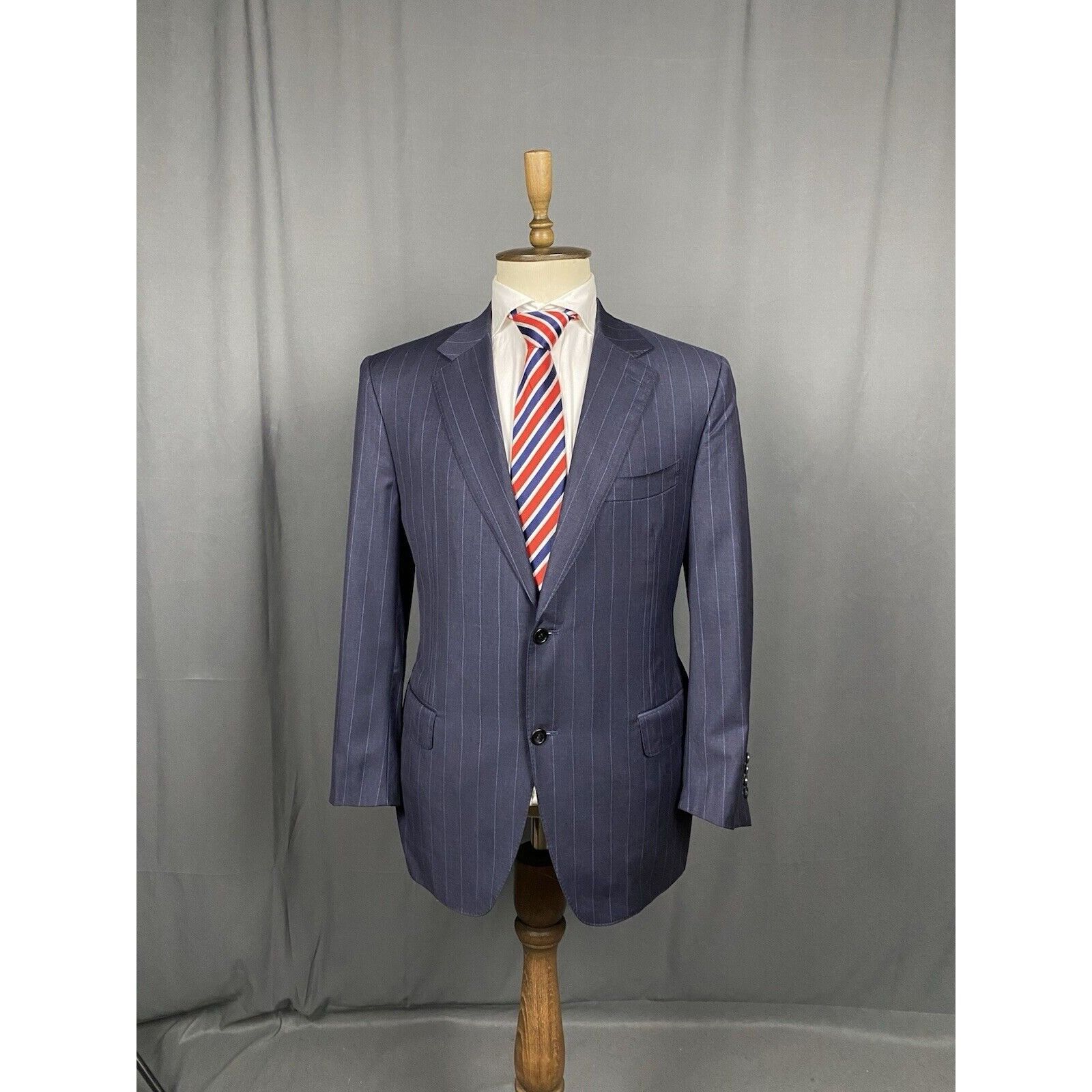 Canali Canali Men's Blue Wool Striped Blazer Sportcoat Jacket Size Size 54R - 3 Thumbnail