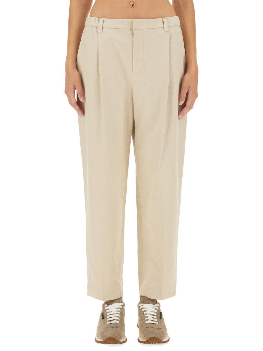 Brunello Cucinelli BRUNELLO CUCINELLI CROPPED FIT PANTS - IVORY (IT 42) Size 42" / US 20 - 1 Thumbnail