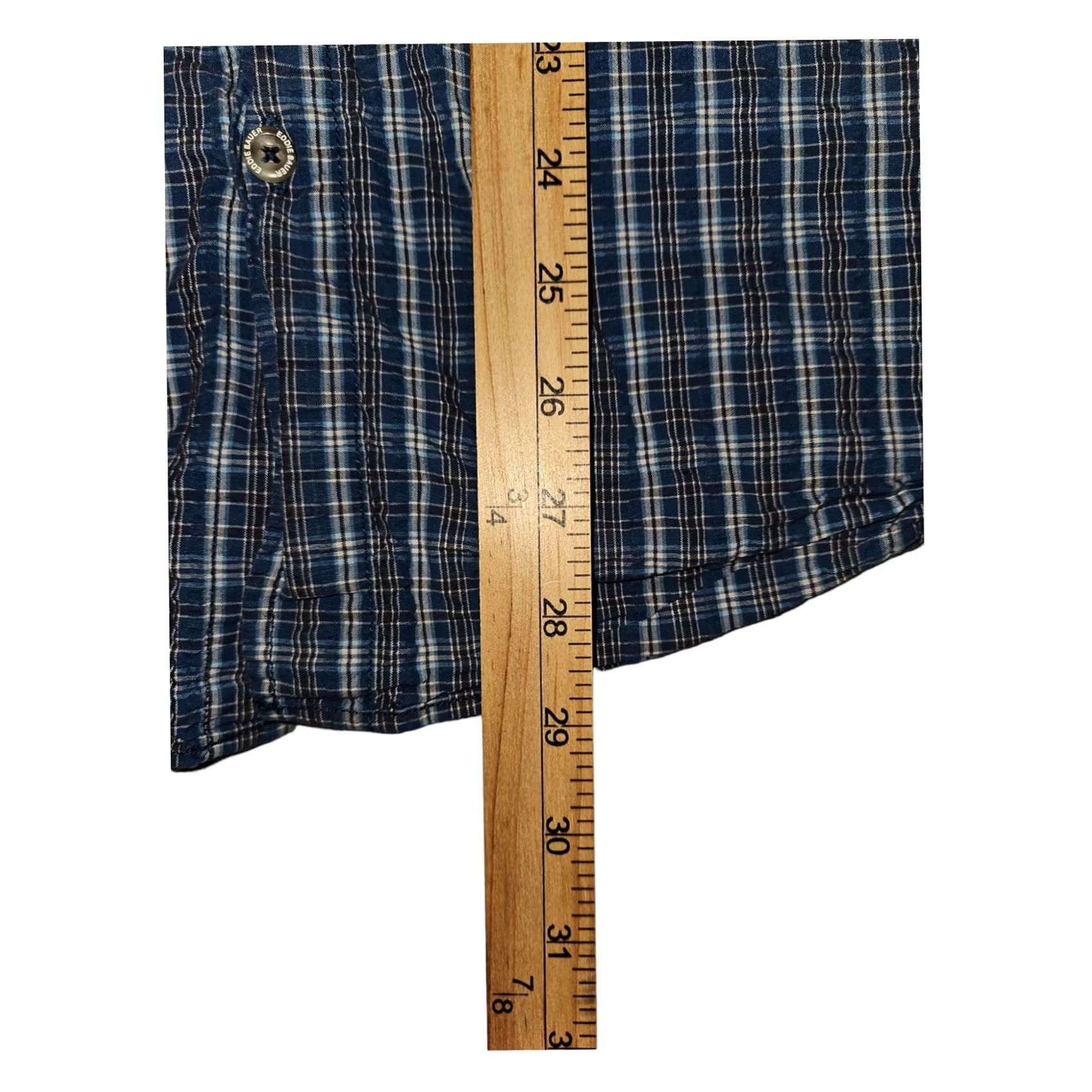 Eddie Bauer Eddie Bauer Button Down Short Sleeve Mens XL Blue Plaid Classic Fit Outdoors Size US 36 / EU 52 - 4 Thumbnail