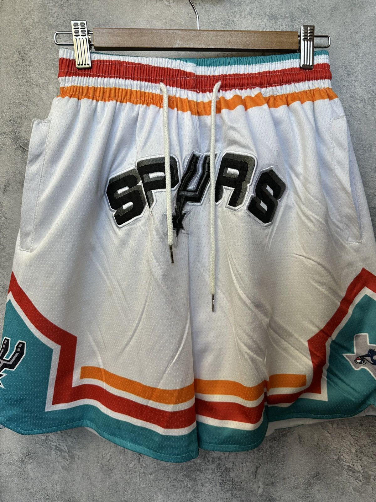 NBA × Vintage Just Don San Antonio Spurs Hardwood Classic Fiesta Shorts Size US 30 / EU 46 - 5 Thumbnail