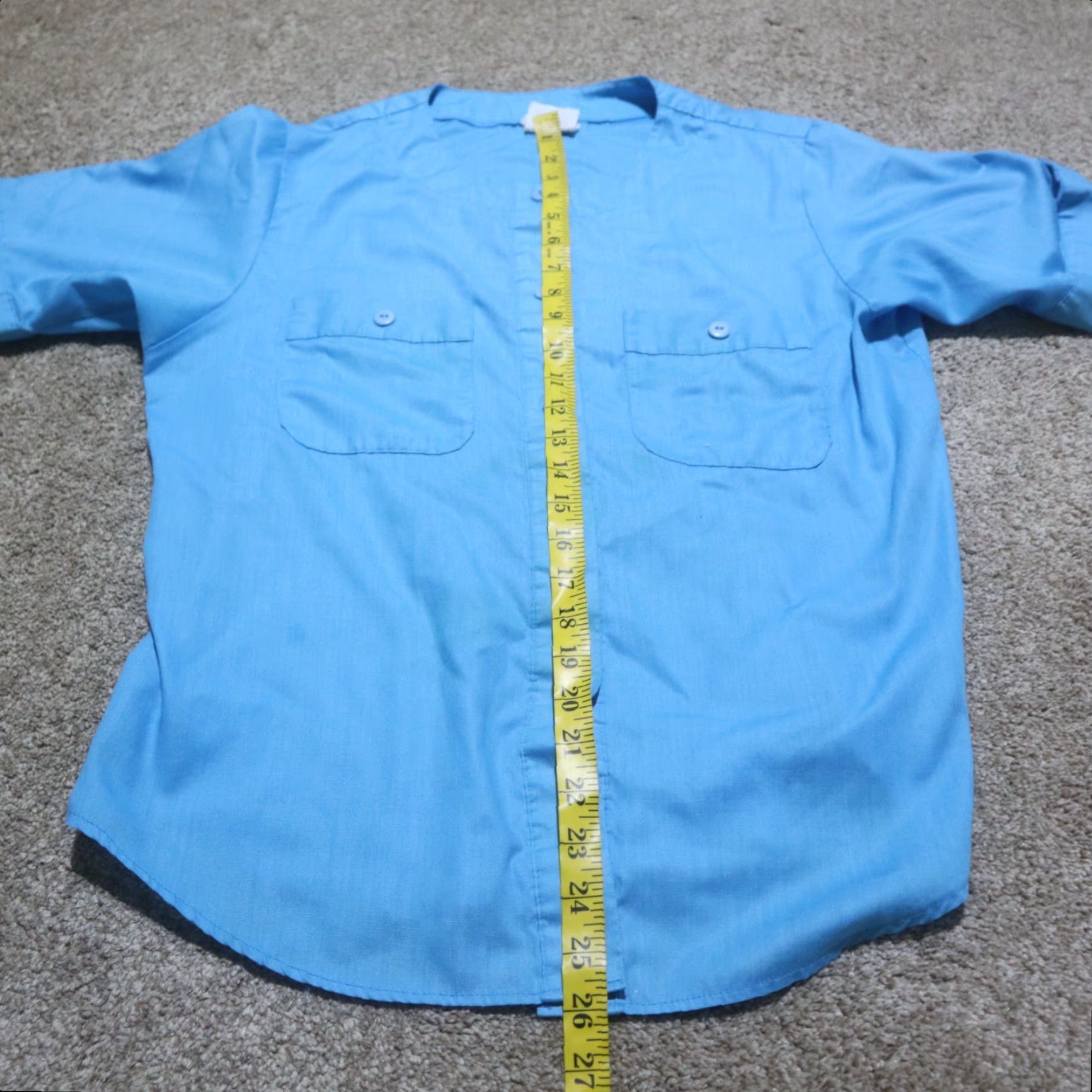 Vintage DonnKenny Shirt Women Adult Medium Blue Button-Up Short Sleeve with Shoulder Pads Size 32" / US 10 / IT 46 - 6 Thumbnail