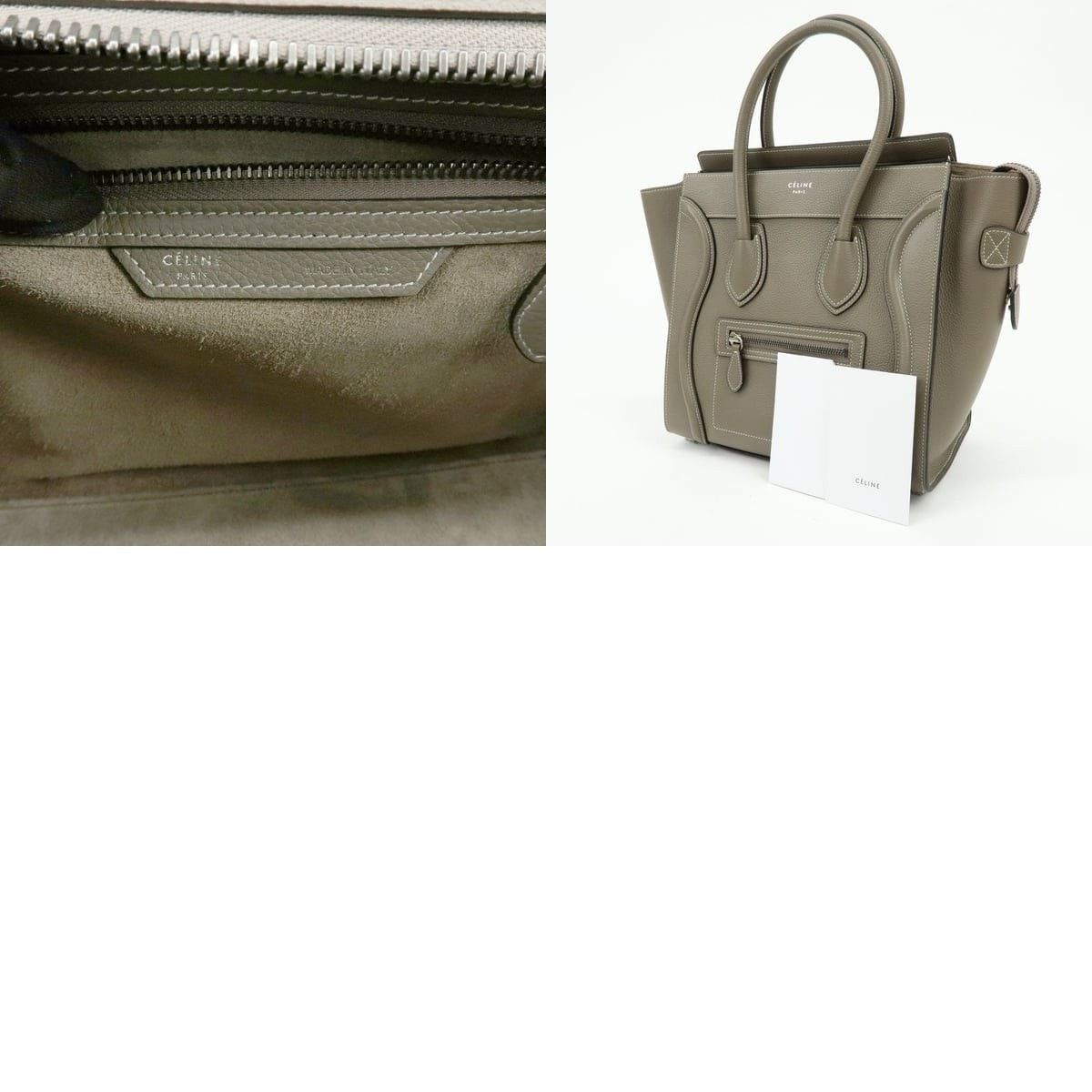 Celine Celine Luggage Micro Shopper Calfskin Tote Gray Size ONE SIZE - 8 Thumbnail