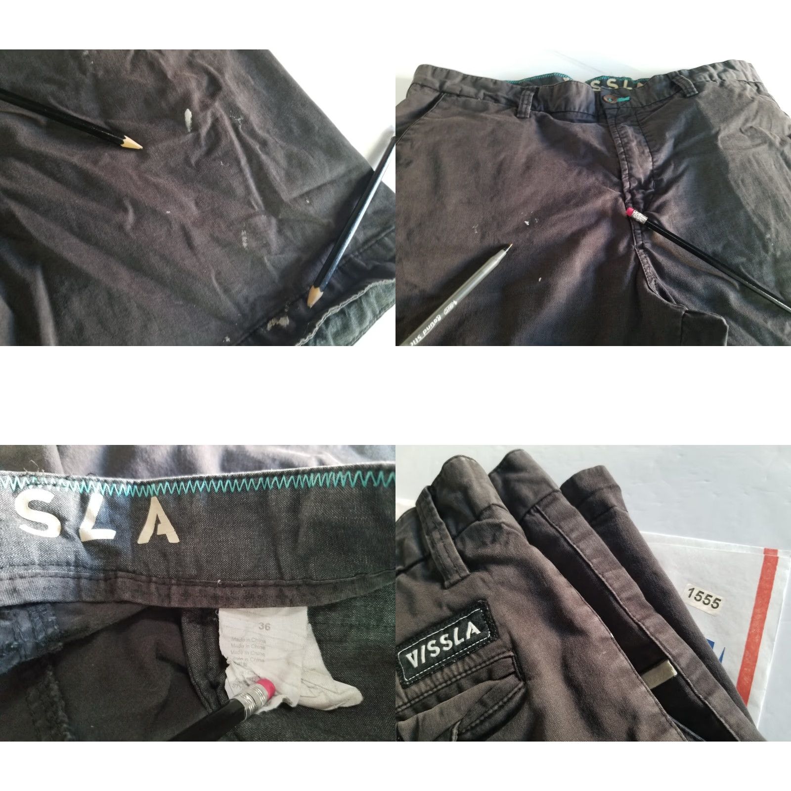 Vissla Vissla Shorts Mens Dark Gray Stretch Chino Stained Size 36" Size US 36 / EU 52 - 8 Thumbnail