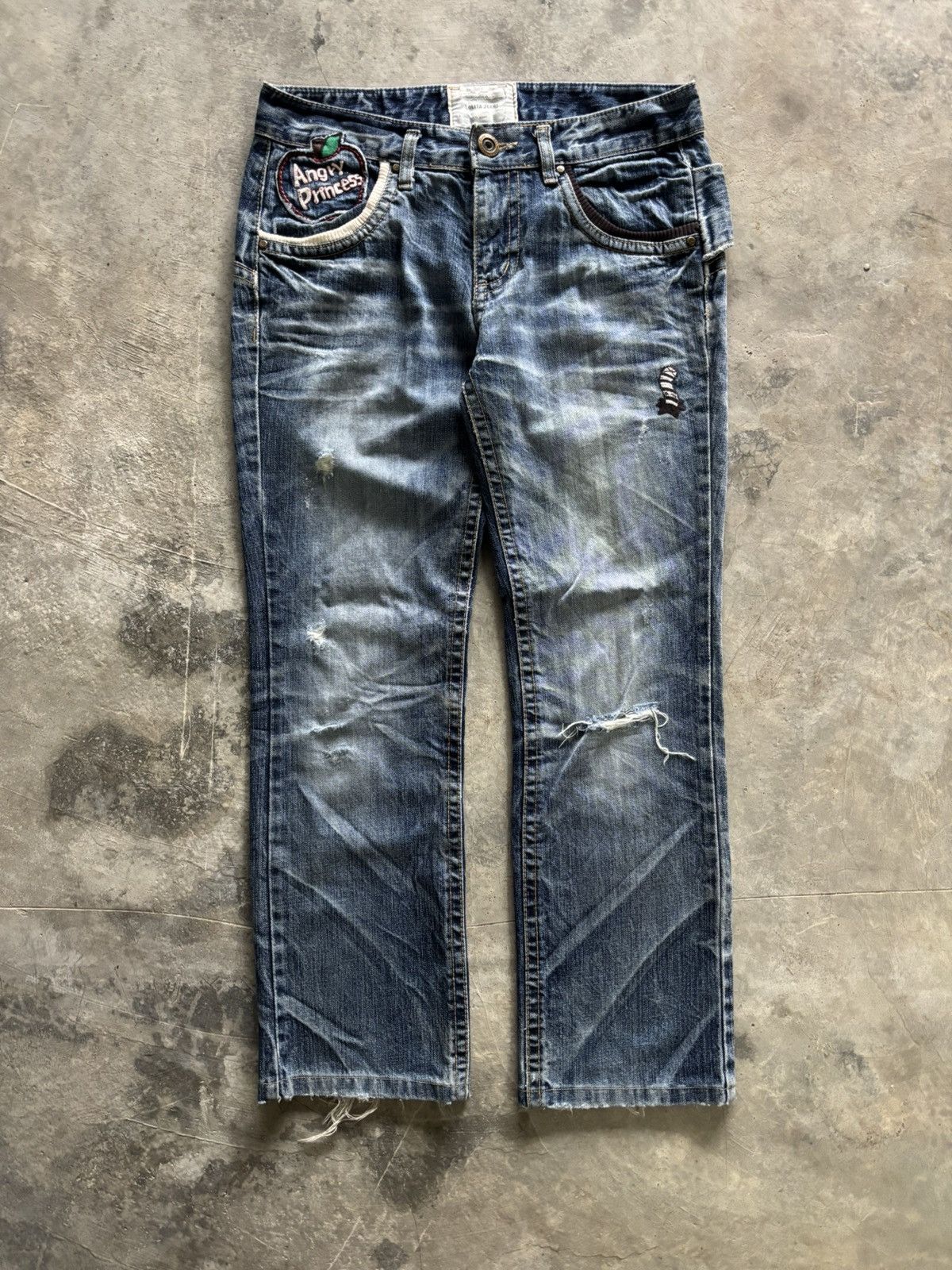Japanese Brand LOLITA RARE YOSHITOMO NARA ANGRY PRINCESS DISTRESSED DENIM Size US 31 - 2 Thumbnail