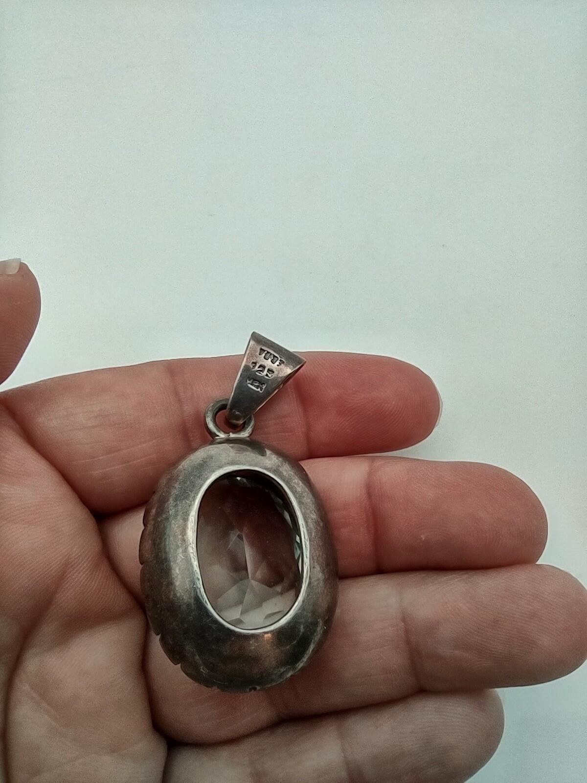 The Unbranded Brand Vintage Taxco-Style Sterling Silver Ice Blue Stone Pendant Size ONE SIZE - 5 Thumbnail