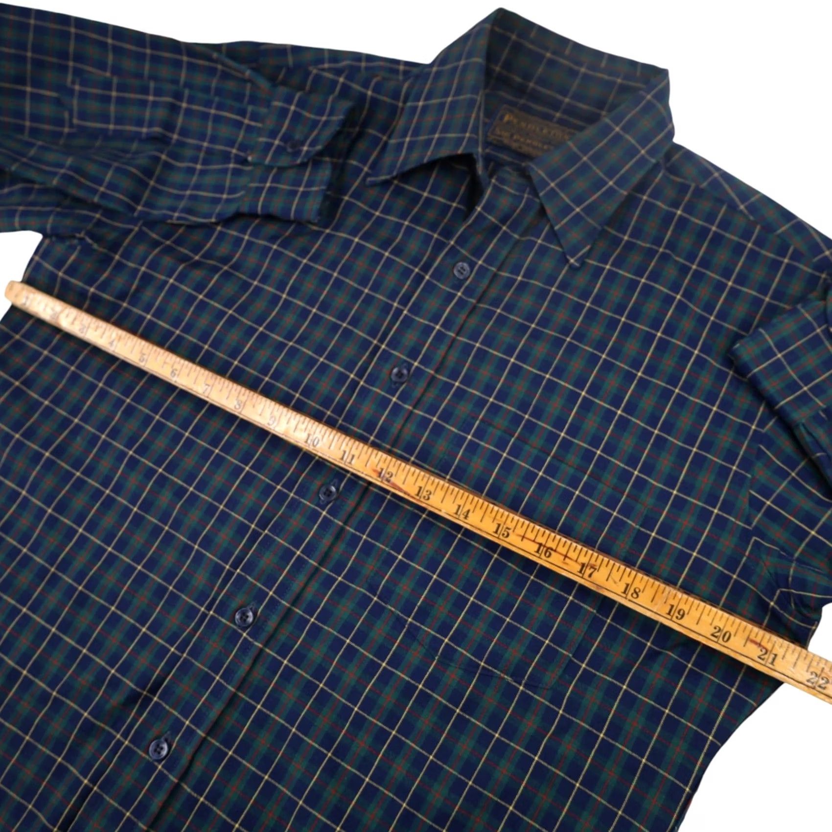 Pendleton VINTAGE Pendleton Dress Shirt Men M Wool Blue Sir True Vintage Wool Dress Shirt Men M Blue Sir Pendleton 8/10 21"x30" Size 40R - 6 Thumbnail