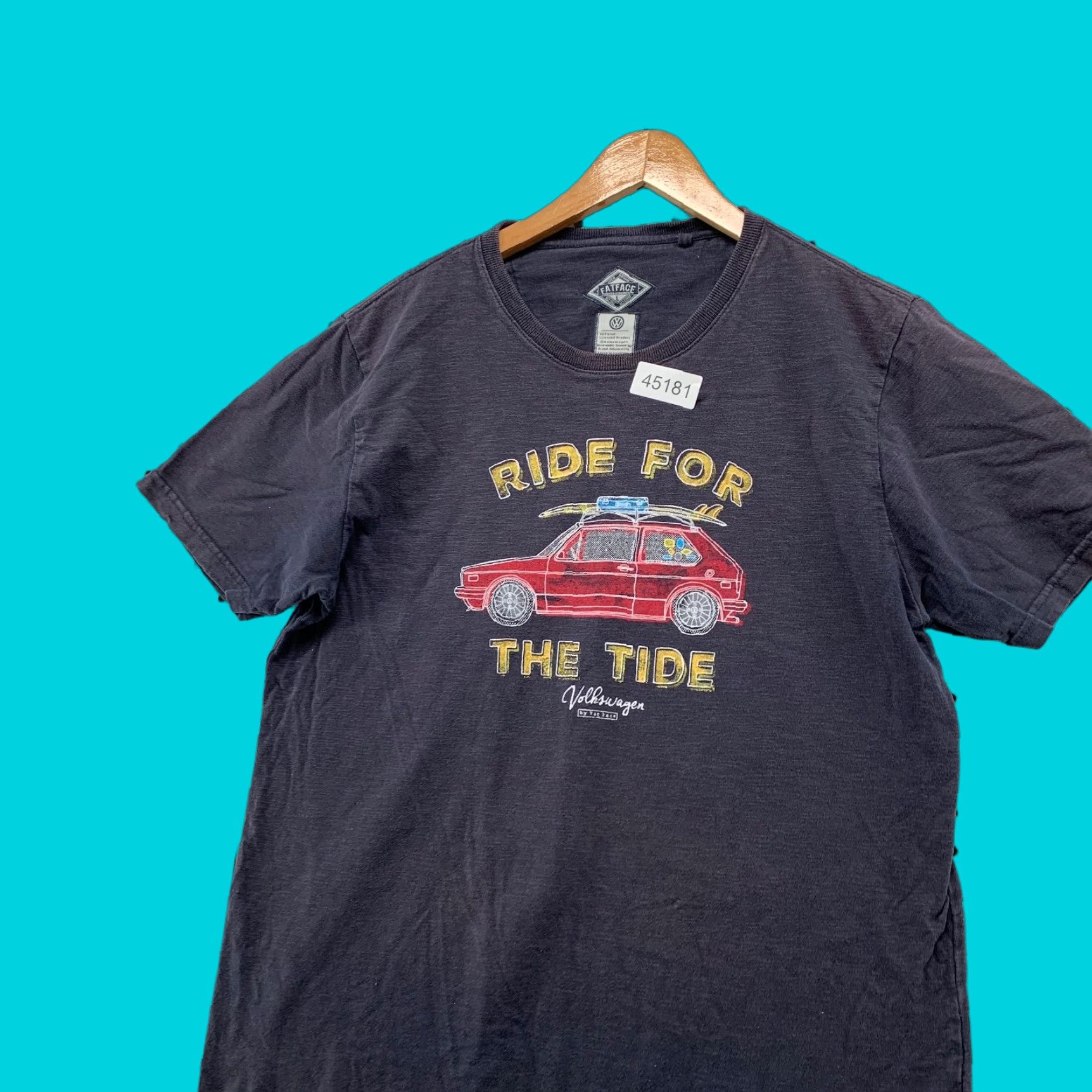 FatFace Fat Face Volkswagen Shirt Mens Large Black Ride For The Tide Surfer Tee Size US L / EU 52-54 / 3 - 1 Thumbnail