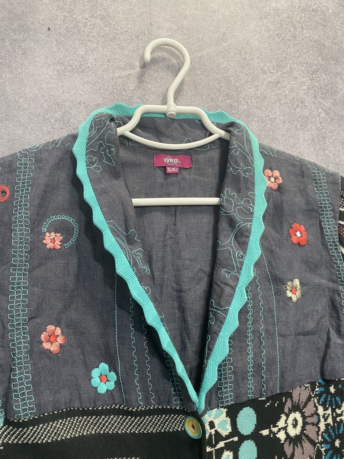 Vintage Vintage Ivko Long Cardigan Coat Floral Linen/Cotton Size XL / US 12-14 / IT 48-50 - 7 Thumbnail