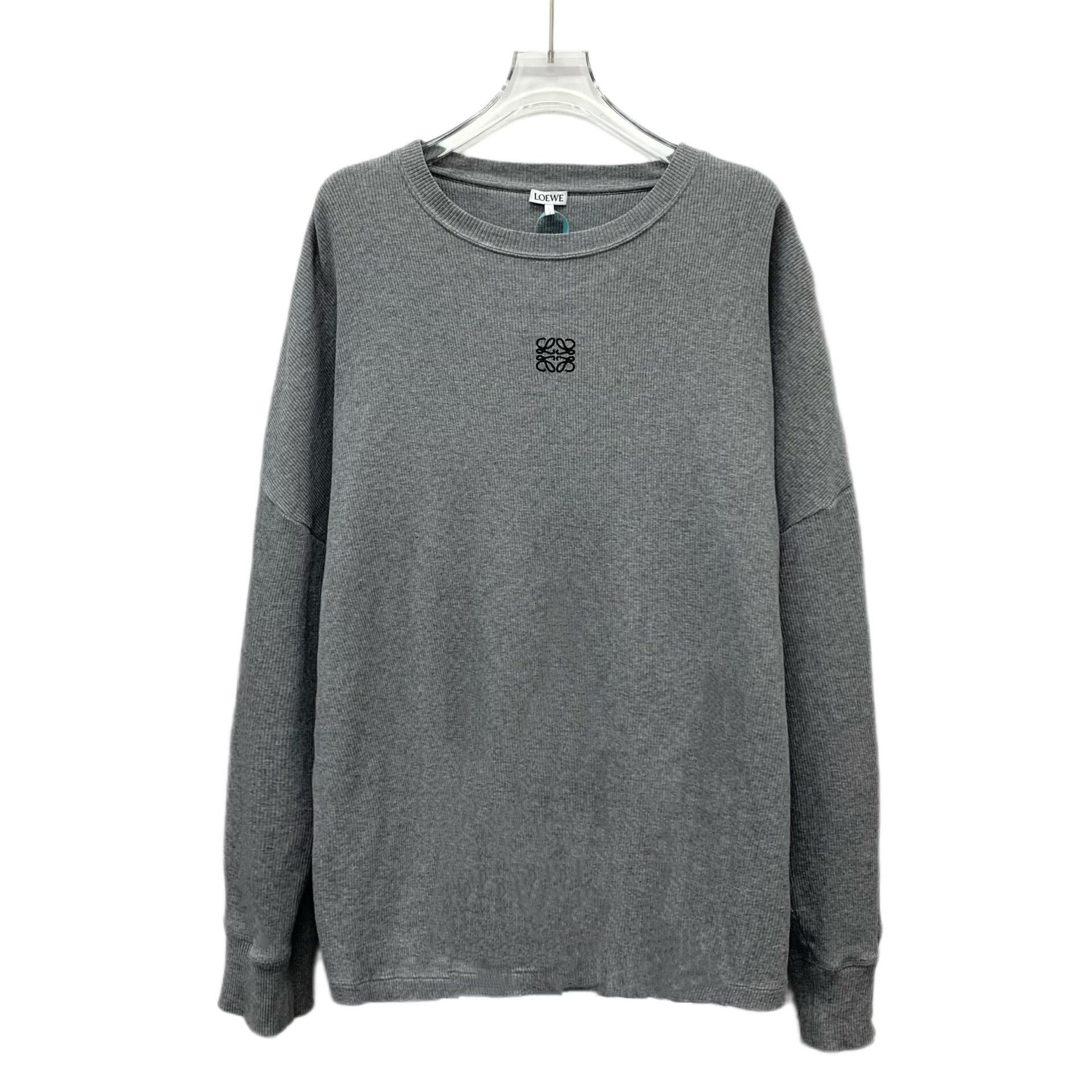 Loewe Loewe 24 Gray Logo Embroidered Cotton Sweater Size S / US 4 / IT 40 - 1 Thumbnail