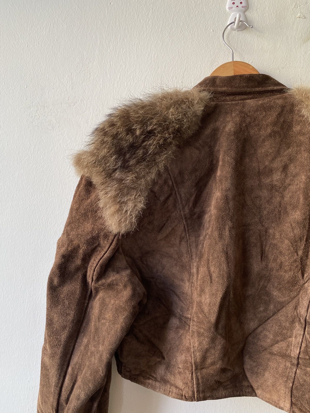 Le Grande Bleu (L.G.B.) × Seditionaries RARE!! Vintage Super Lovers Suede Leather Fur Cropped Jacket Size US M / EU 48-50 / 2 - 12 Thumbnail