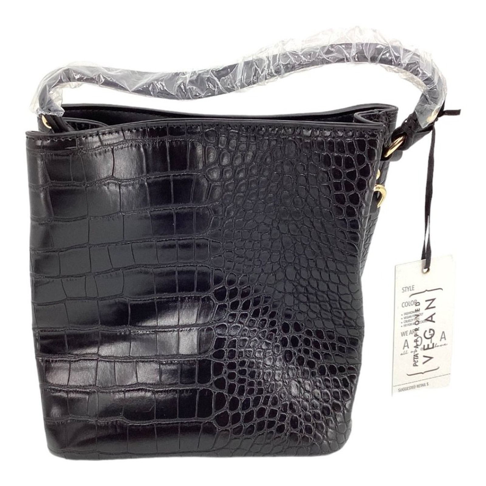 Other AOTA Elena Black Croc Top Handle Bucket Bag NWT $188 MSRP Size ONE SIZE - 6 Thumbnail