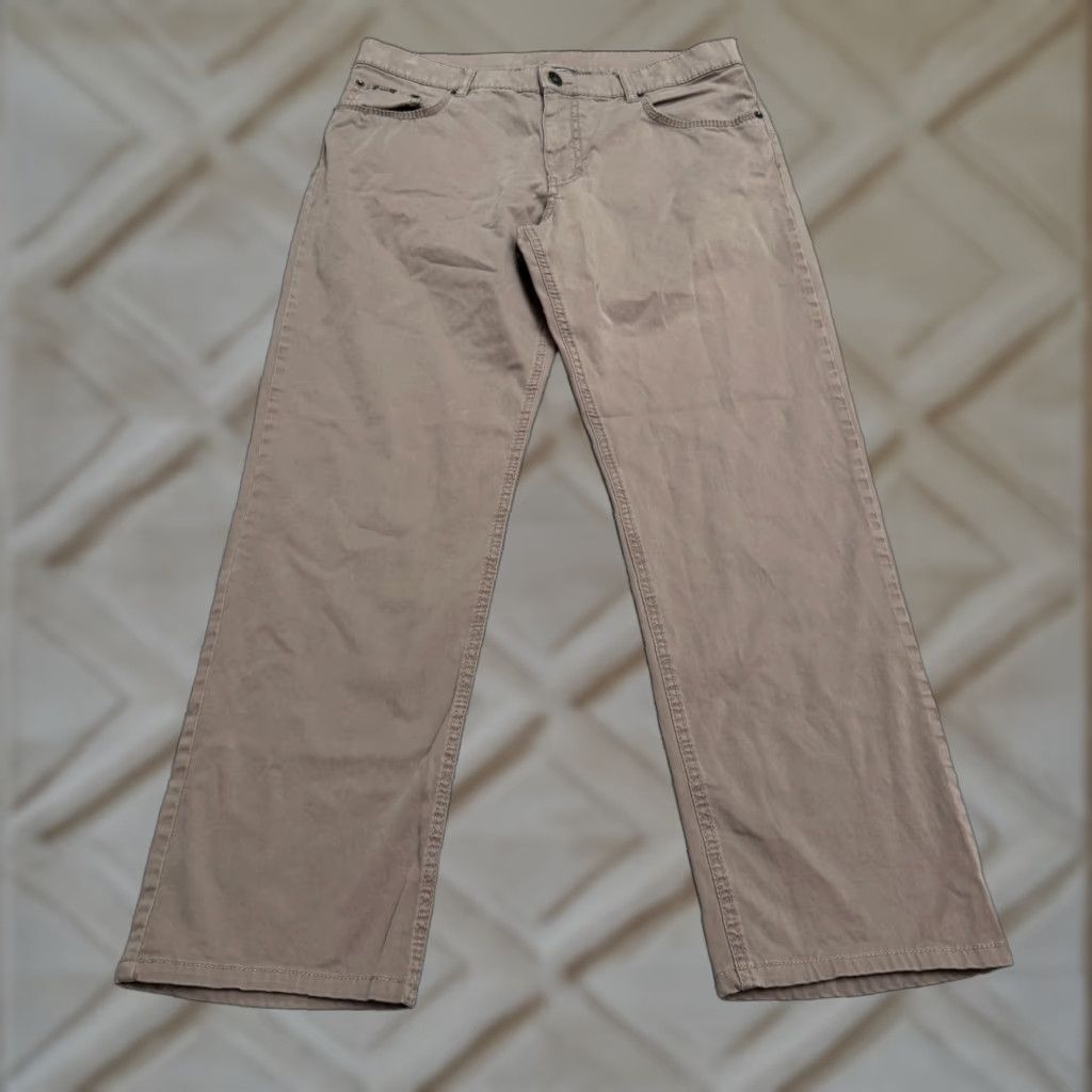 Vintage Branx Chino Pants Mens 33x28 Brown Corduroy 5-Pocket Flat Front Casual Straight Leg Size US 33 - 1 Thumbnail