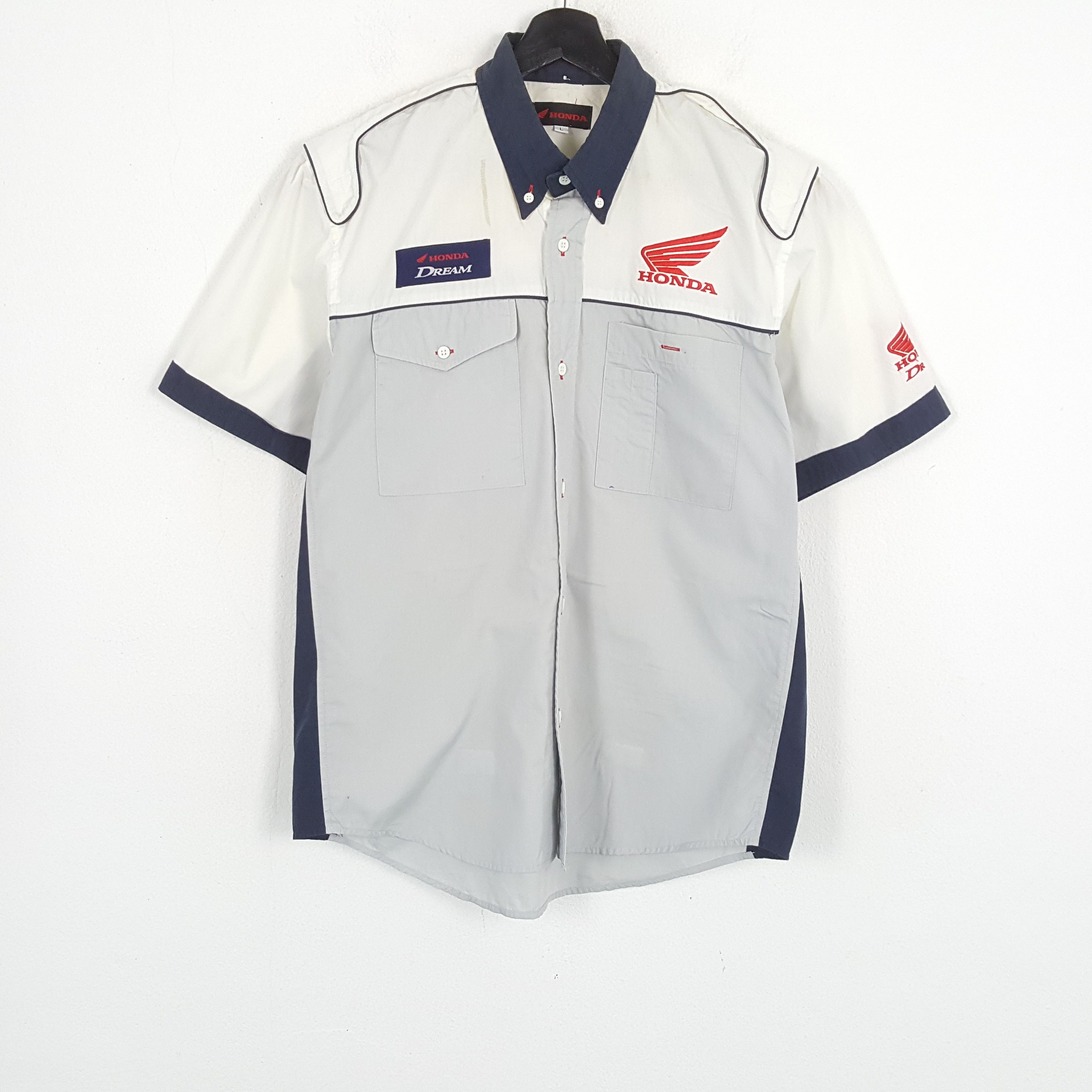 Honda × Vintage HONDA DREAM Japanese Motorsports Workwear Shirt Size US L / EU 52-54 / 3 - 3 Thumbnail