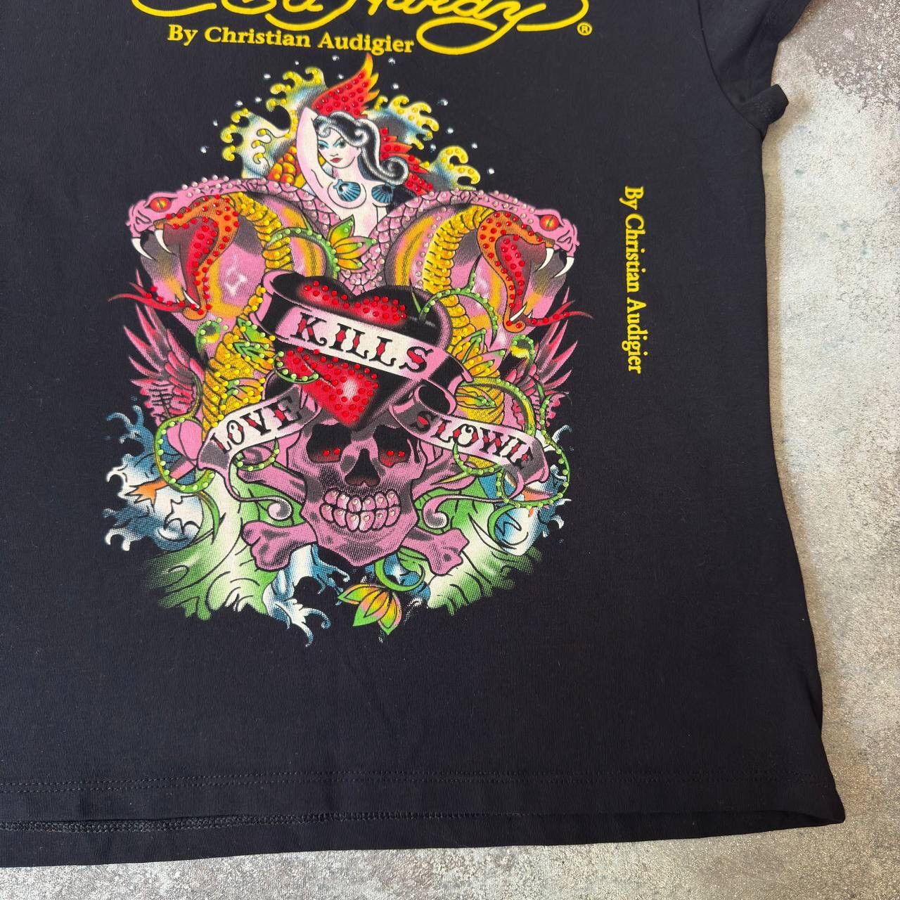 Christian Audigier × Ed Hardy Ed Hardy by Christian Audigier Y2K Rhinestones T-Shirt Size L / US 10 / IT 46 - 4 Thumbnail