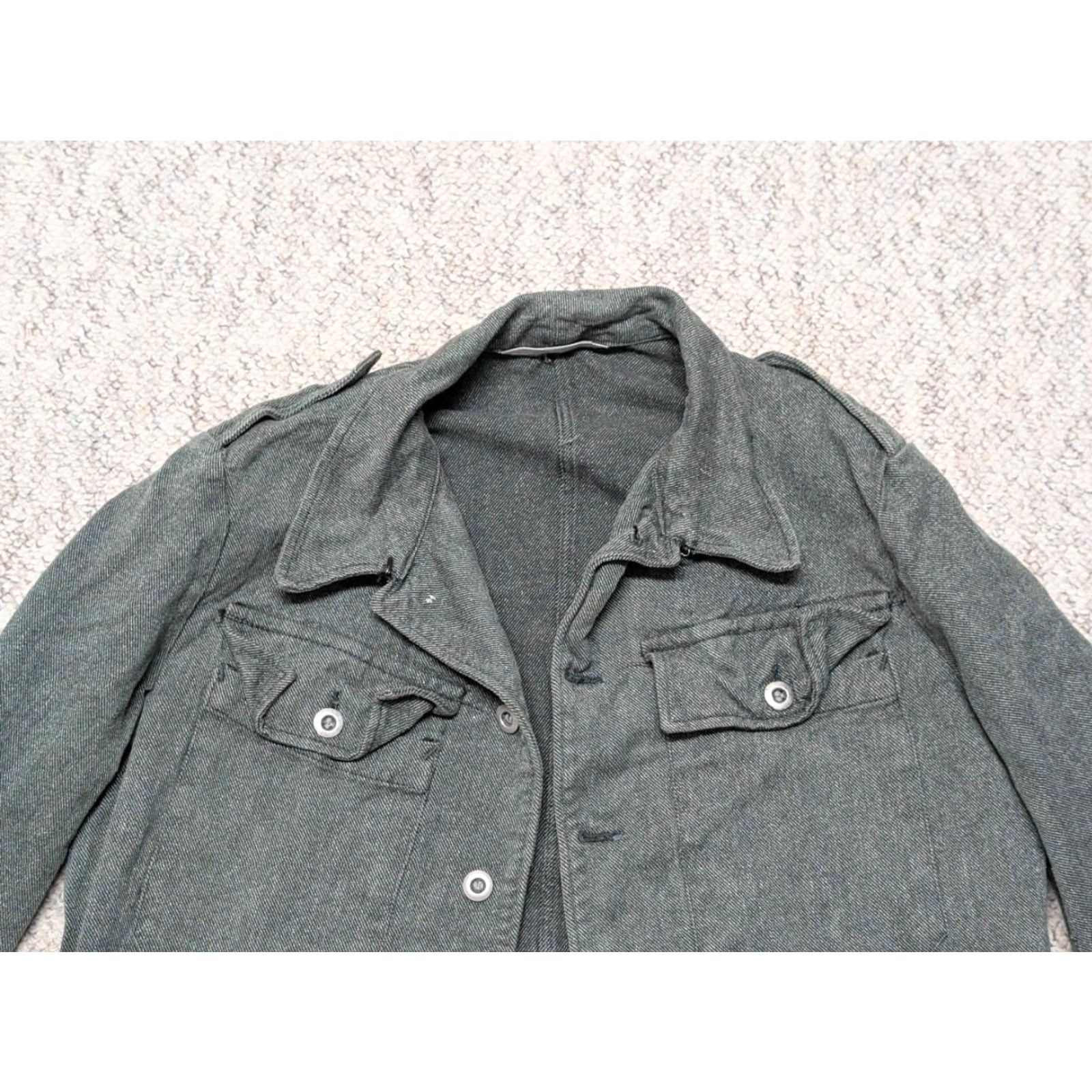 Denime VINTAGE denim shirt jacket Men 38 green motorcycle jacket denim patent WWII army Swiss 38 90s? Size US S / EU 44-46 / 1 - 4 Thumbnail