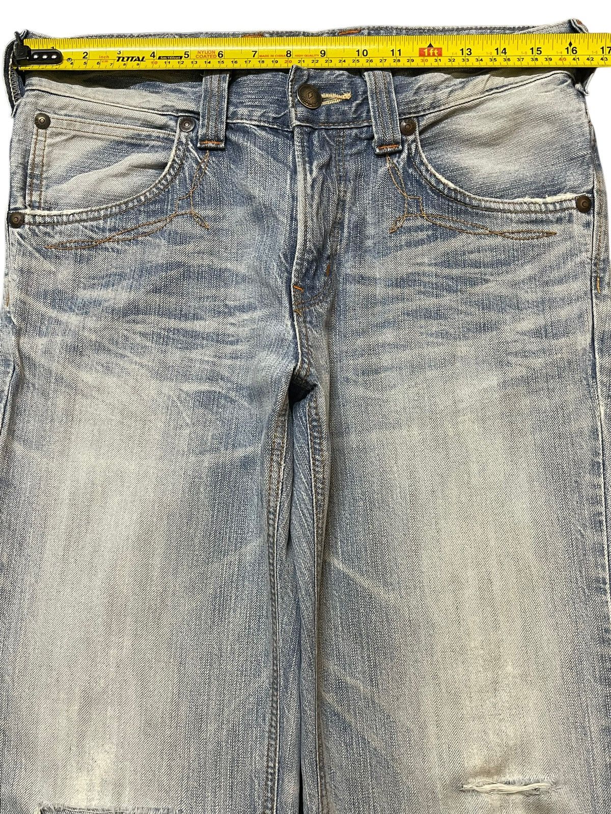 Edwin Edwin XV Exclusive Vintage Light Wash Distress Wide Leg Jean Size US 32 / EU 48 - 12 Thumbnail
