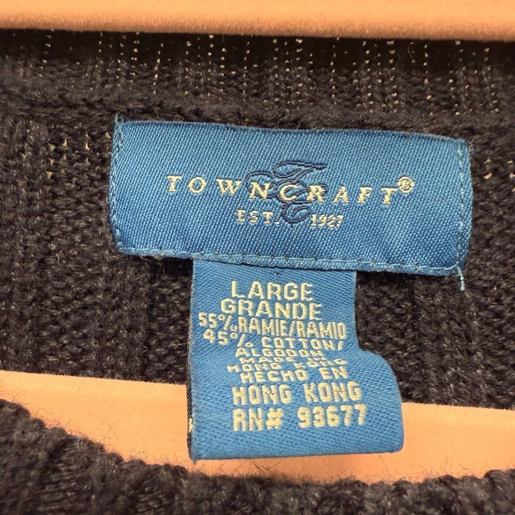 Towncraft Men's TOWNCRAFT Navy Blue Ribbed Crewneck Sweater L Size US L / EU 52-54 / 3 - 5 Thumbnail