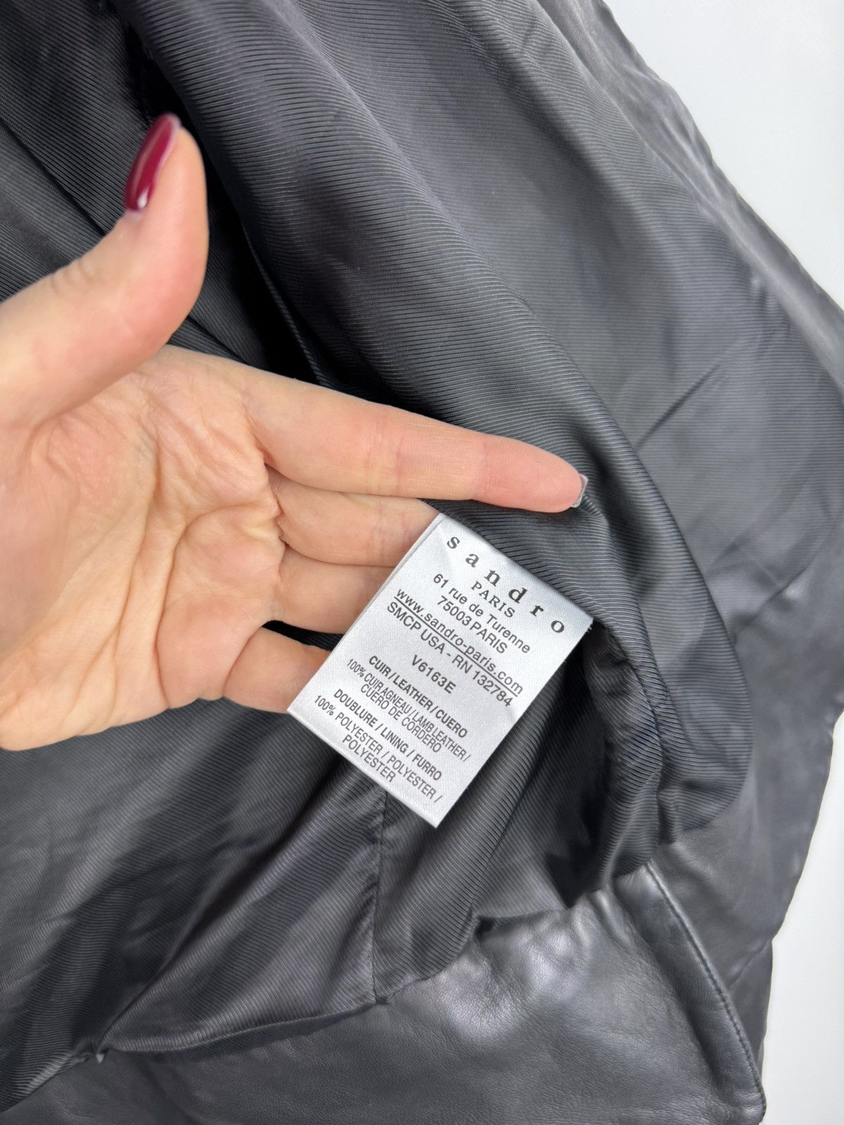 Sandro Sandro Paris Ladies Lamb Leather Biker Jacket Size ~ L Size L / US 10 / IT 46 - 23 Thumbnail