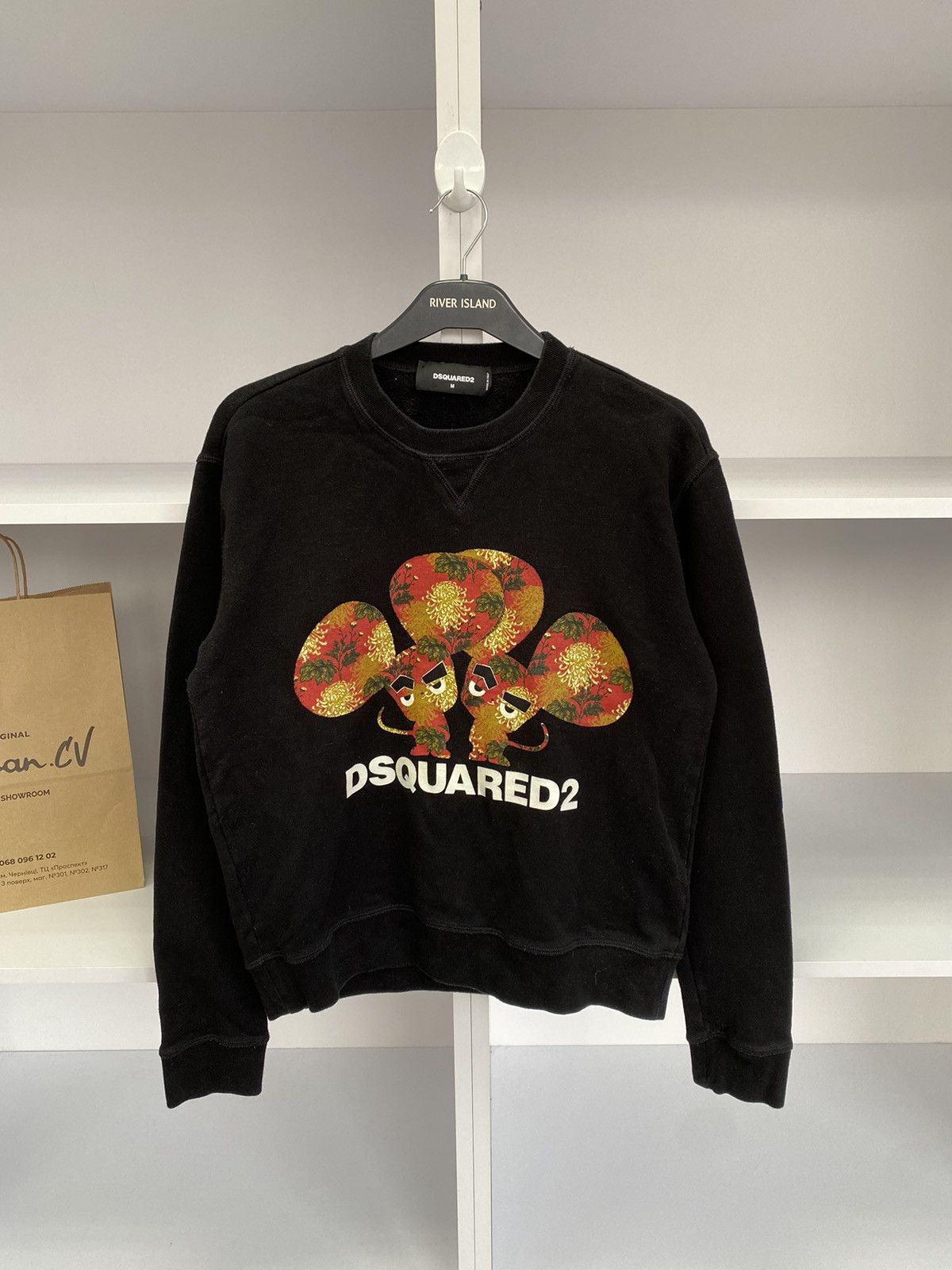 Dsquared2 × Vintage Vintage Dsquared2 Black Mouse Cool Fit Sweatshirt Size US M / EU 48-50 / 2 - 6 Thumbnail