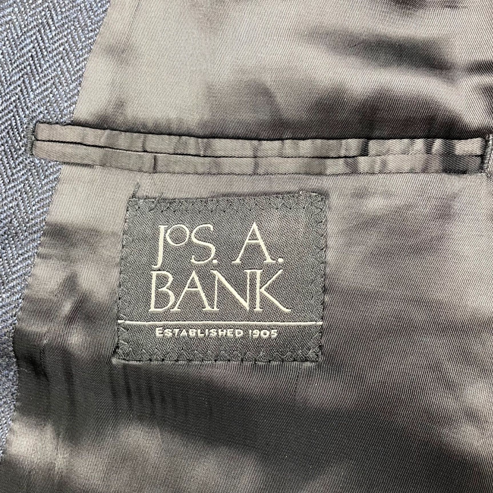 Jos. A. Bank Jos A Bank Men’s Blazer Navy Blue Herringbone 100% Wool 2-Button 48R Jacket Coat Regular Mens Size 48R - 6 Thumbnail
