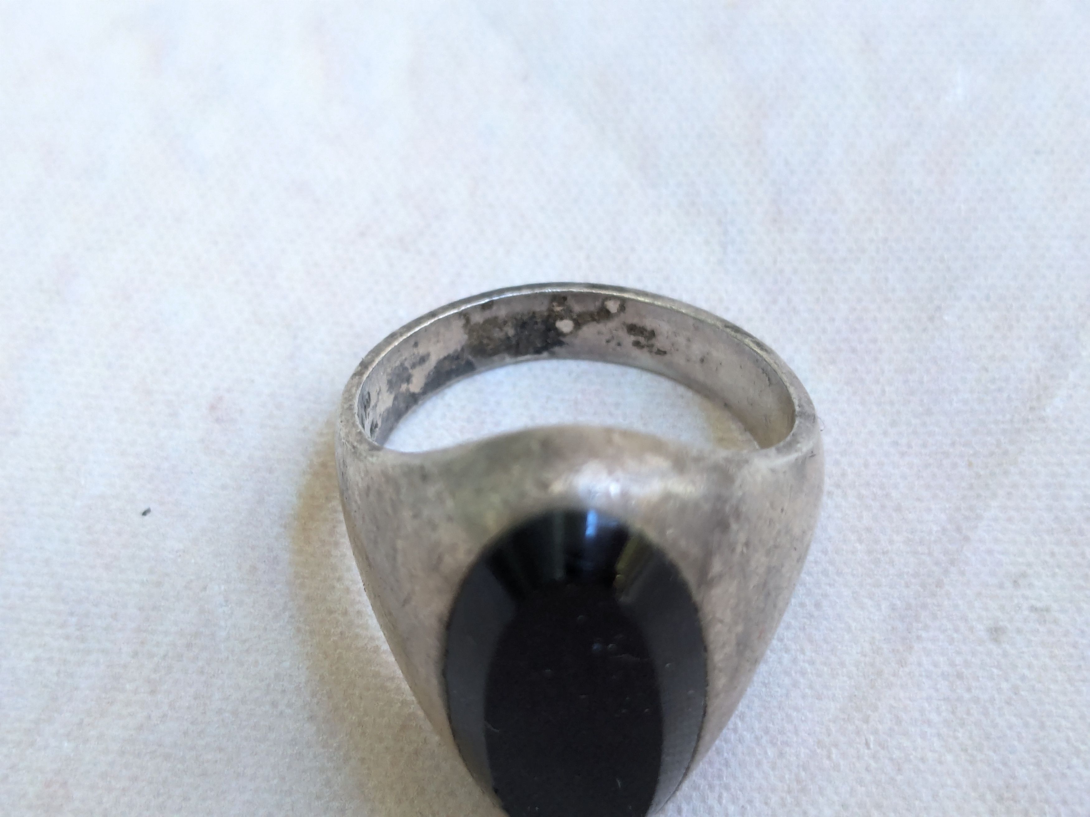 Jewelry Vintage Sterling Silver Ring Black Onyx 10.25 Taxco Mexico Size ONE SIZE - 4 Thumbnail