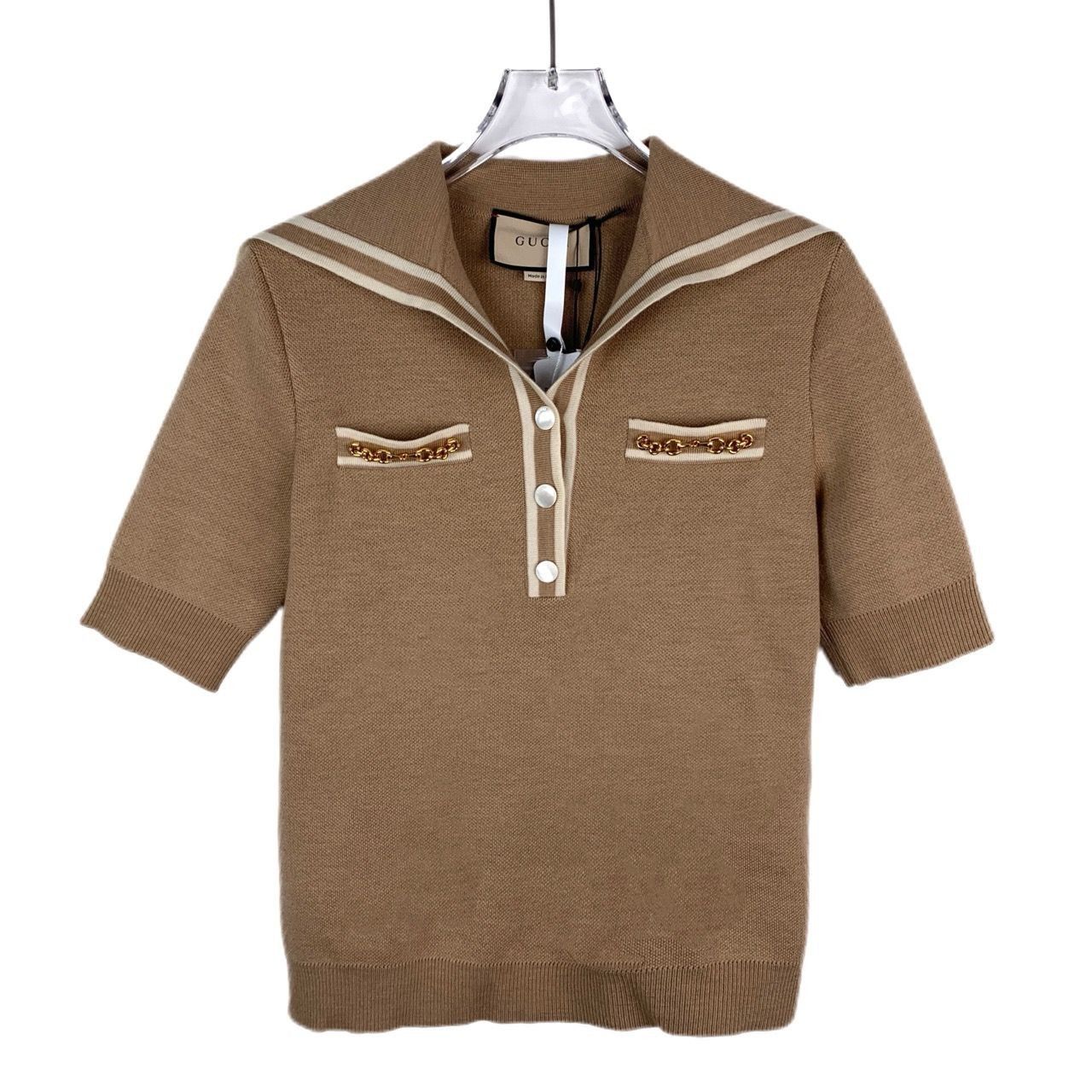 Gucci Gucci Made In Italy Brown Wool Short-Sleeve Sweater XS With Size XS / US 0-2 / IT 36-38 - 1 Thumbnail