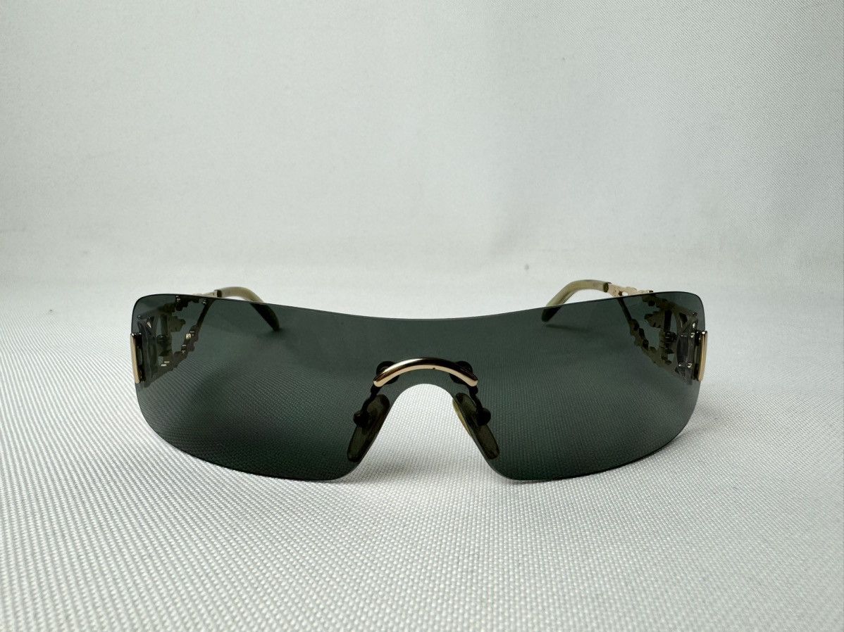 Dior Dior FIRE 40A0J Gold Plated Rhinestone Shield Sunglasses Size ONE SIZE - 2 Thumbnail
