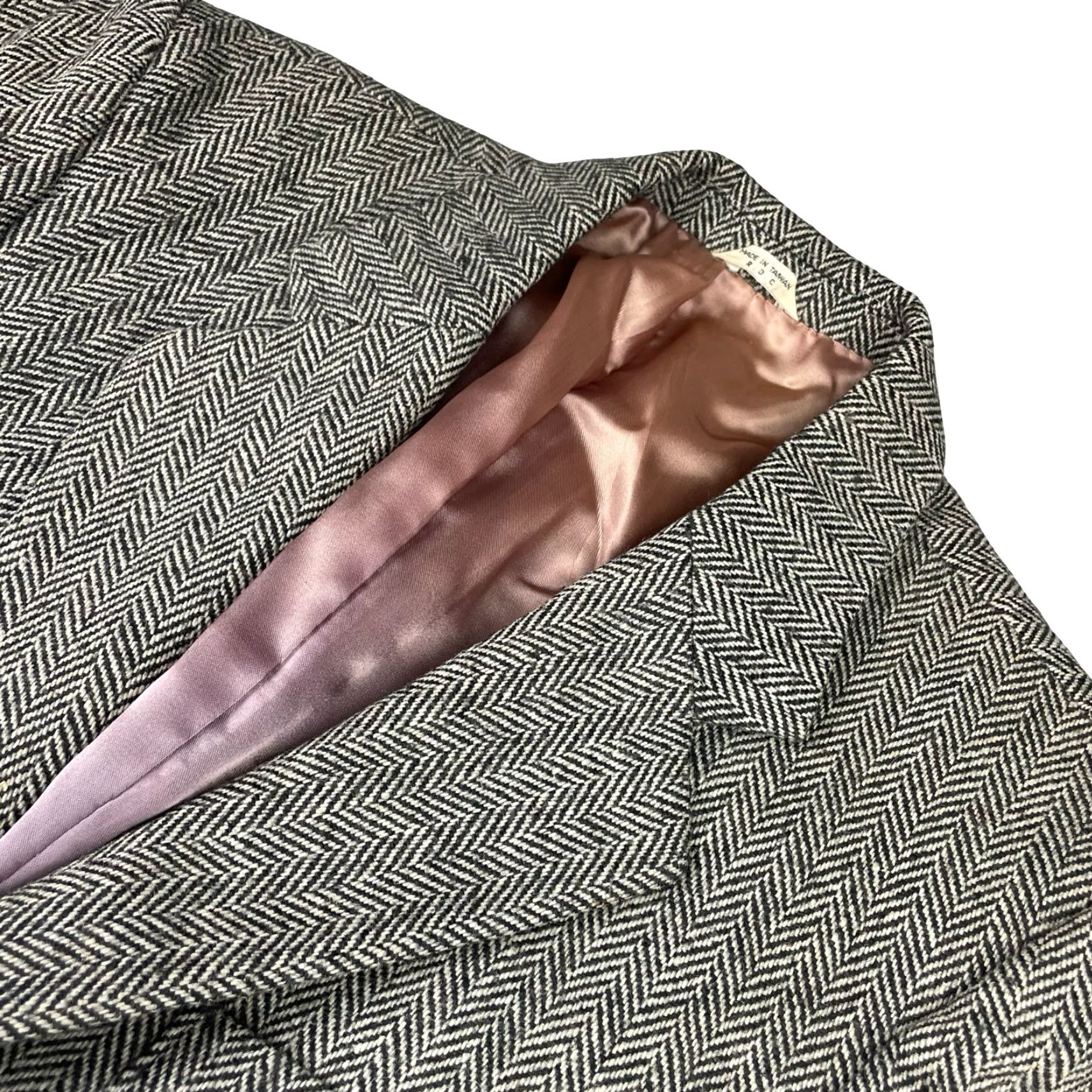 Vintage VINTAGE Scotts Grey Ltd. Men’s Tweed Blazer Jacket 2-Button Black White Herringbone 38R Mens Size 38R - 2 Thumbnail