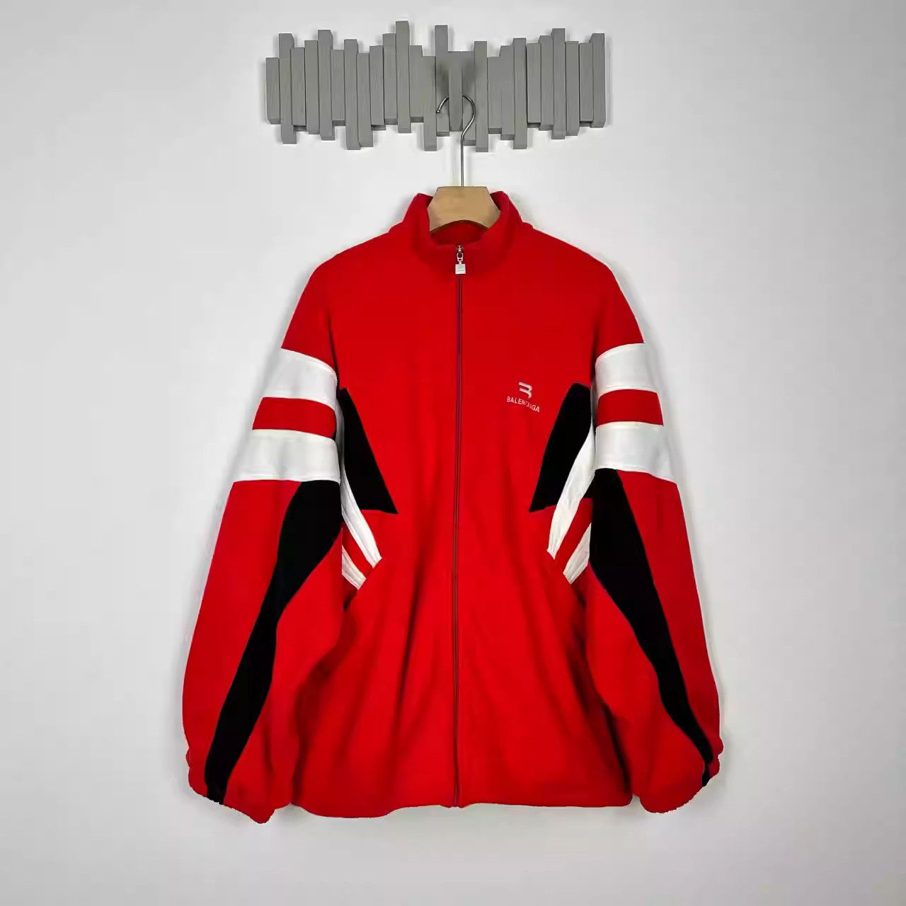 image of Balenciaga Fw21 Sportyb Embroidered Logo Fleece Jacket, Men's (Size Medium)