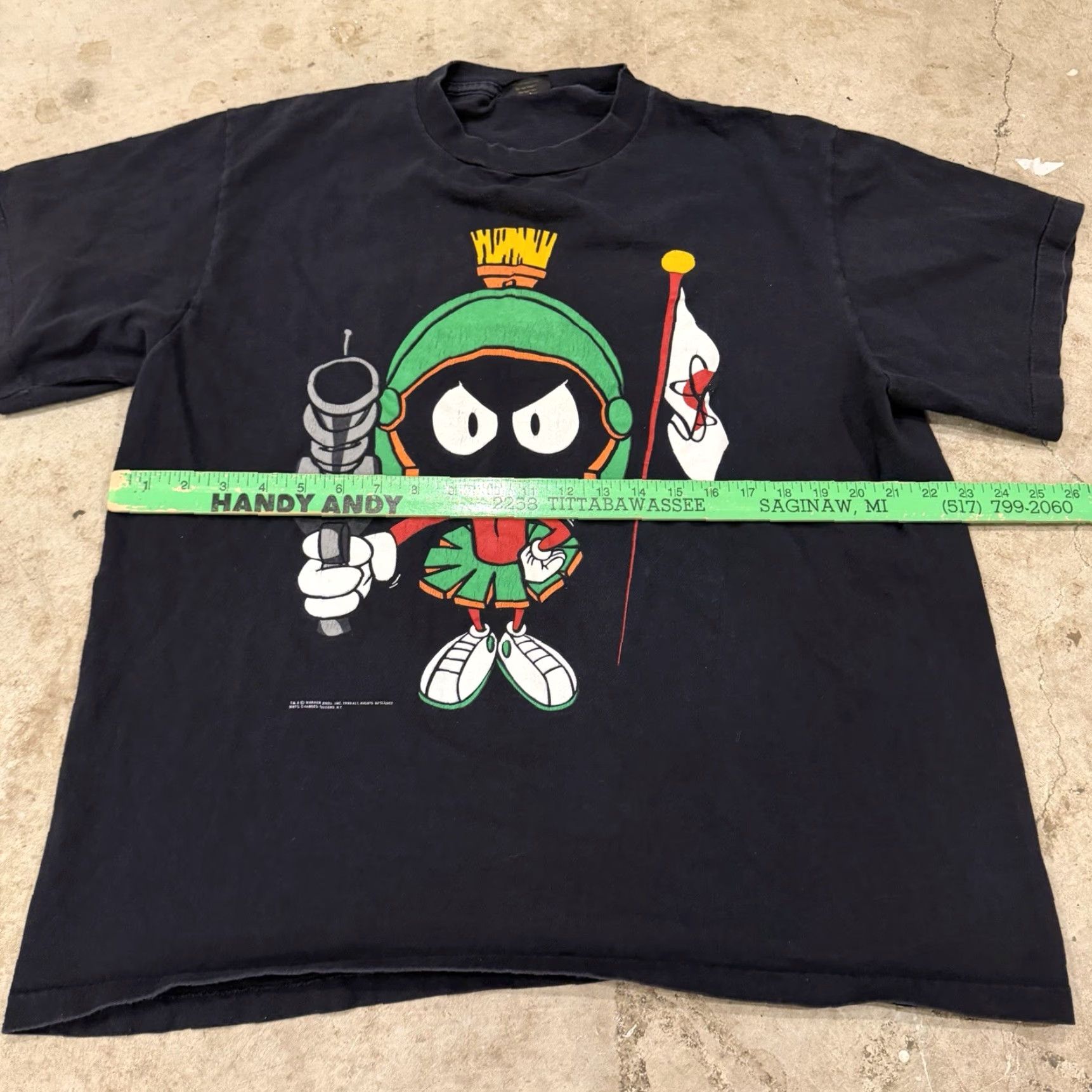 Changes VINTAGE Marvin the Martian Looney Tunes Mens XL T Shirt Changes 1990s Black Cotton Graphic Tee Men Size US XL / EU 56 / 4 - 7 Thumbnail