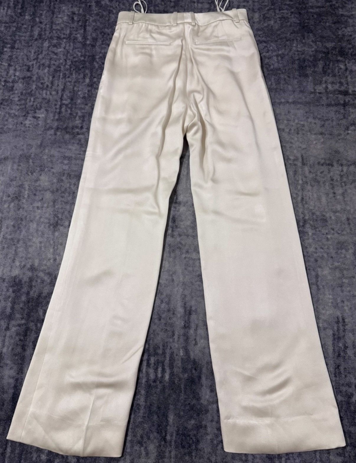 Saint Laurent Paris SLP 23SS Satin Off-White Straight Flared Tailored Pants Size US 32 / EU 48 - 2 Thumbnail