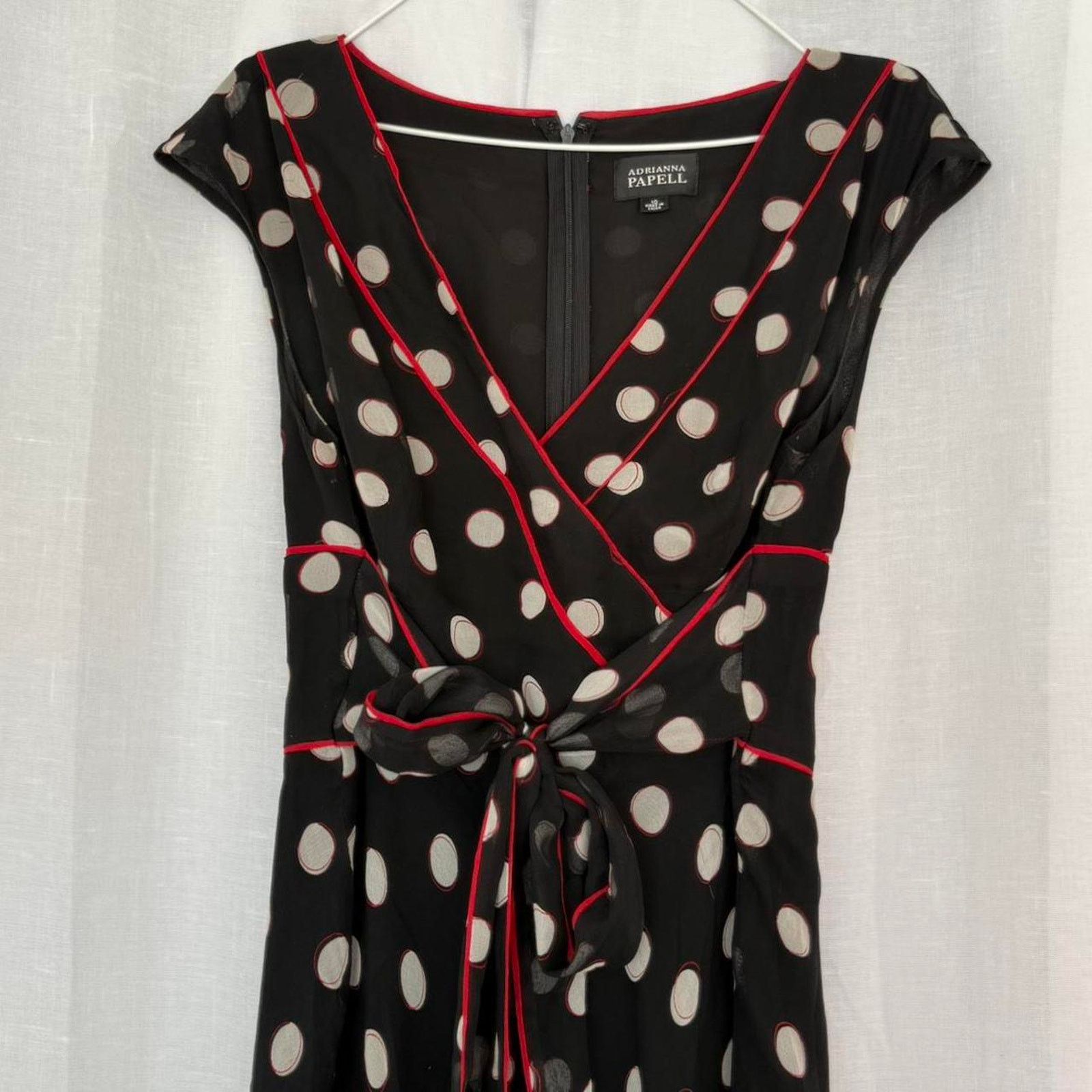 Adrianna Papell ✿ y2k polka dot wrap midi dress ✿ Size L / US 10 / IT 46 - 2 Thumbnail
