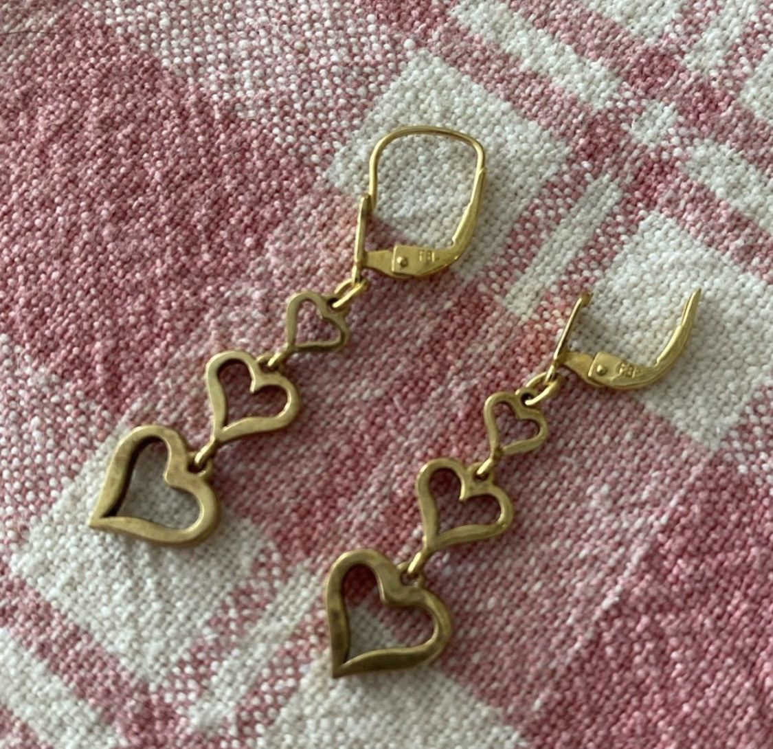 Other FB FRANZ BREUNING 333 GOLD 8K TRIPLE HEART DANGLE EARRINGS Size ONE SIZE - 5 Thumbnail