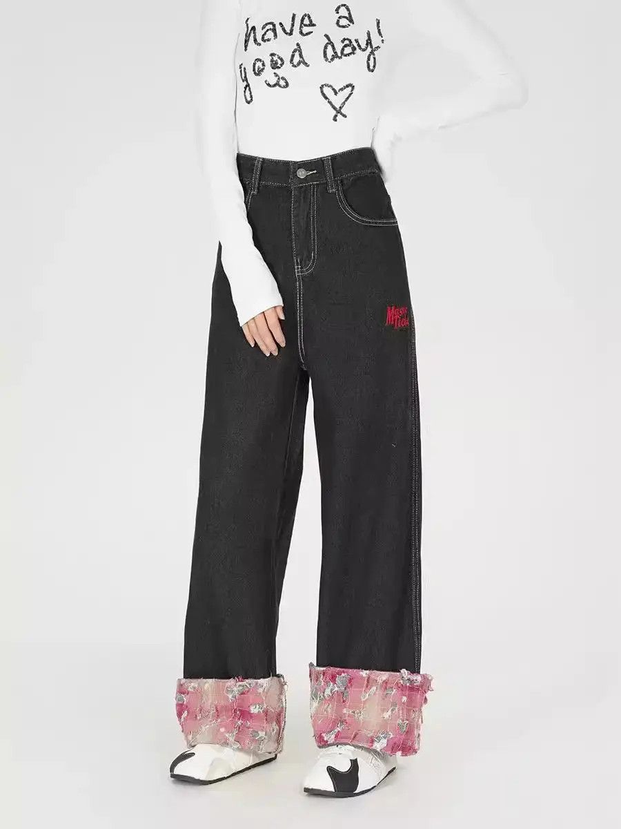 Japanese Brand Retro loose fit patchwork wide leg jeans Size US 32 / EU 48 - 1 Thumbnail