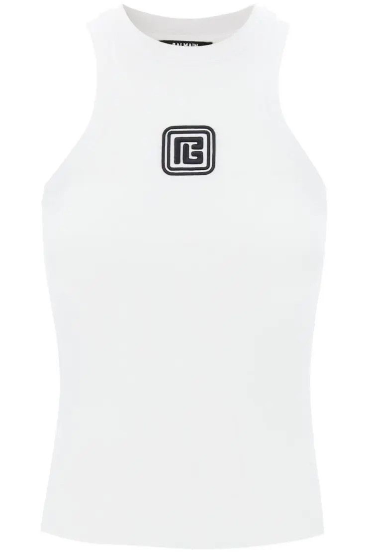 image of Balmain O1S22I1N0424 Sleeveless Top In White, Women's (Size XS)