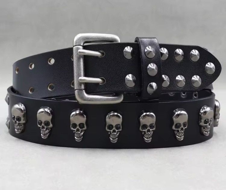 Leather Skull Studded Punk VS Cowboy Belts Size ONE SIZE - 3 Thumbnail