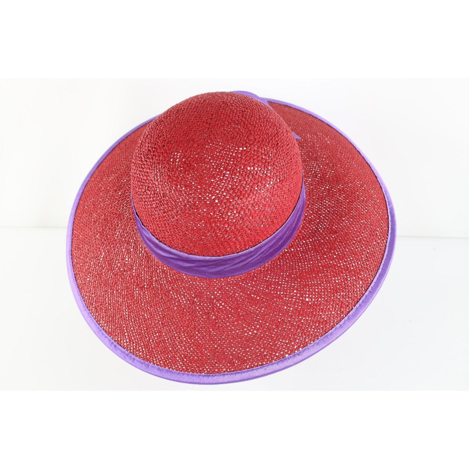Vintage Vintage 90s Streetwear Satin Rose Flower Wide Brim Straw Hat Size ONE SIZE - 4 Thumbnail