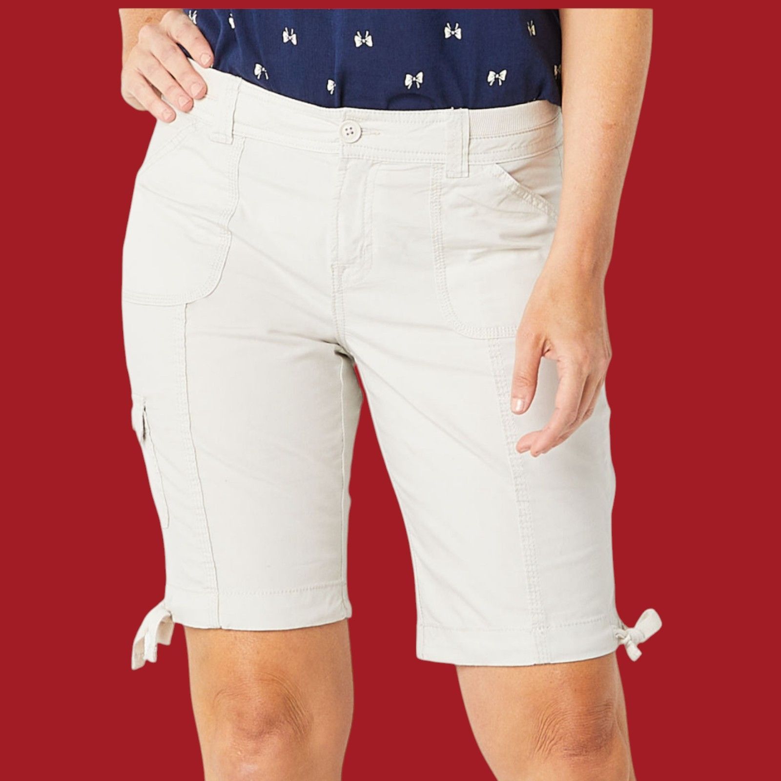 Other St. John's Bay - Women's Mid-Rise Cargo Bermuda Short - Brow Size 30" / US 8 / IT 44 - 3 Thumbnail