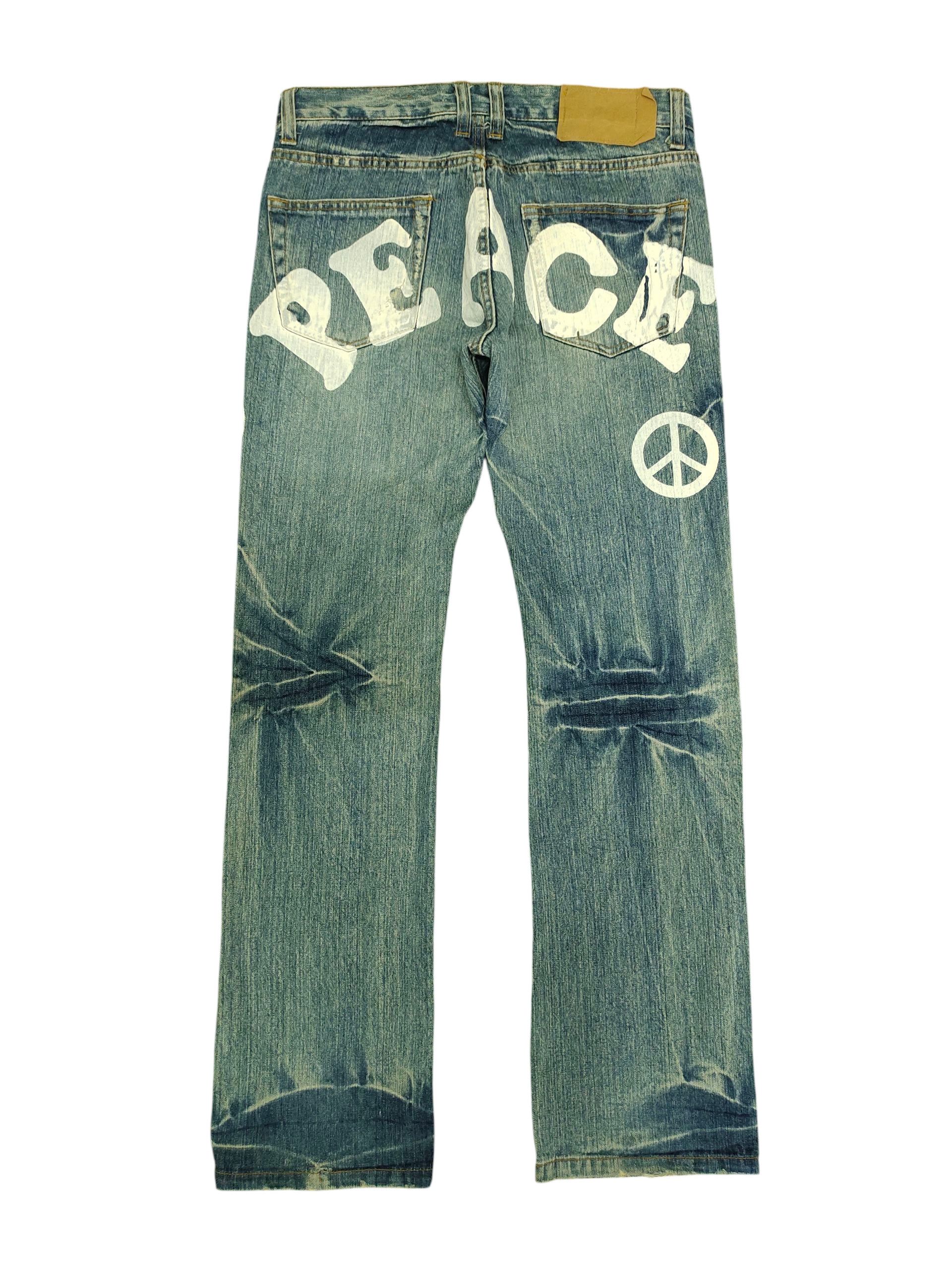 Undercover Loma Point Japan Jeans - Peace Logo Distress Grunge Denim Size US 32 / EU 48 - 1 Thumbnail