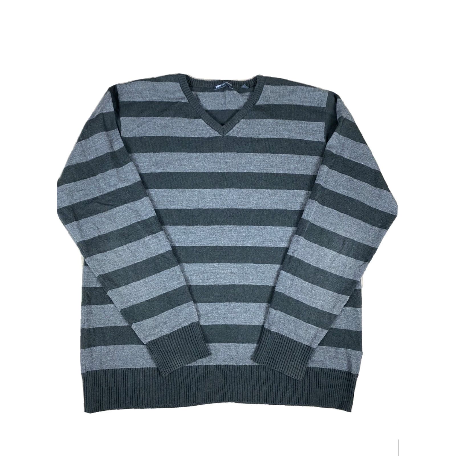 Denime VINTAGE Paper Denim & Cloth Striped V-Neck Pullover Sweater Shirt Mens XL Gray-Black Pullover Size US XL / EU 56 / 4 - 2 Thumbnail