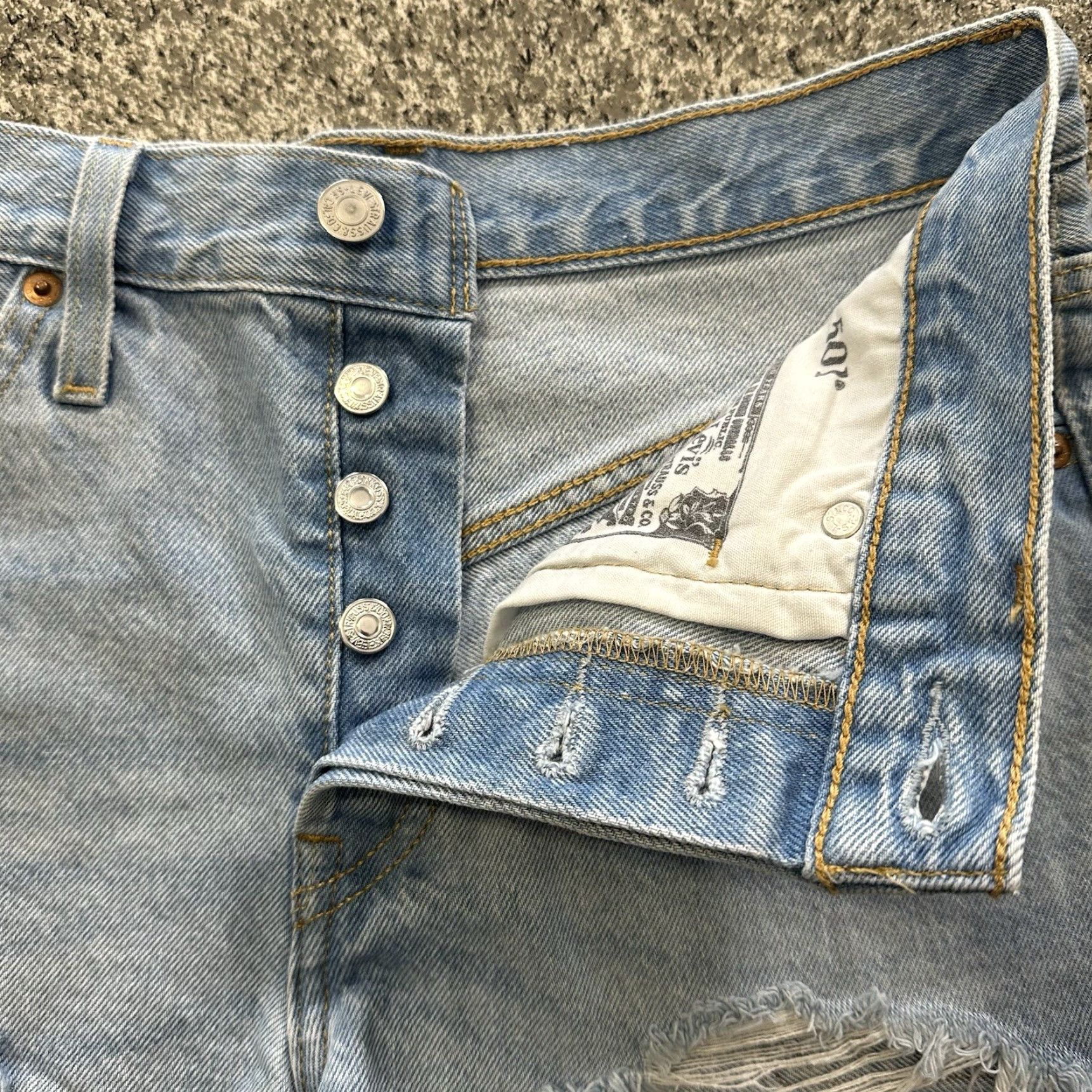 Levi's Levi's 501 Denim Short - Womens 6 Distressed Cut-Off Hem Jeans 29" Waist Blue Denim Cotton High Rise 5-Pocket Style Casual Seasonal Mens Girls Size 28" / US 6 / IT 42 - 5 Thumbnail
