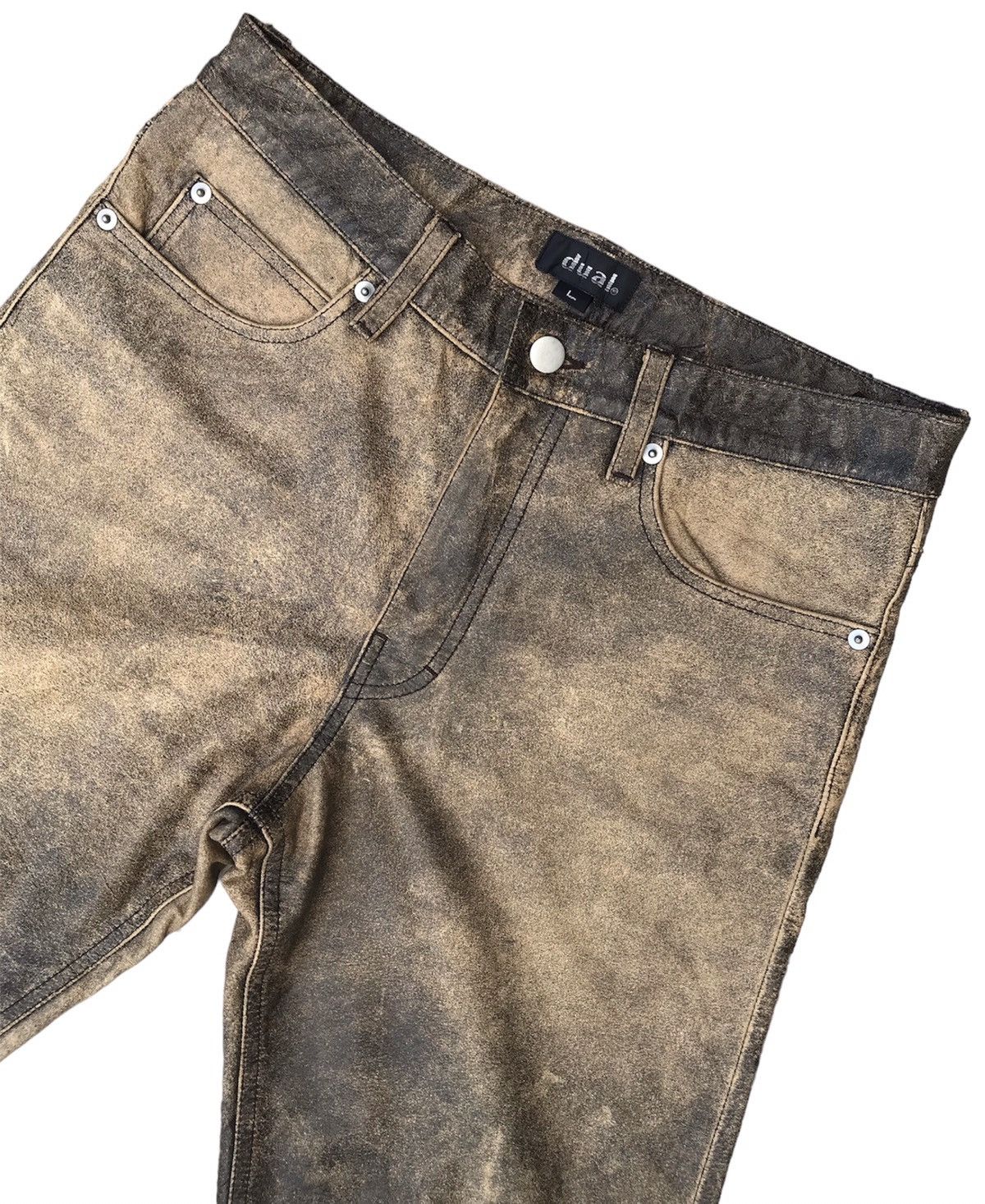 Genuine Leather DUAL ( JAPAN ) FADED COWHIDES LEATHER JEANS Size US 31 - 3 Thumbnail