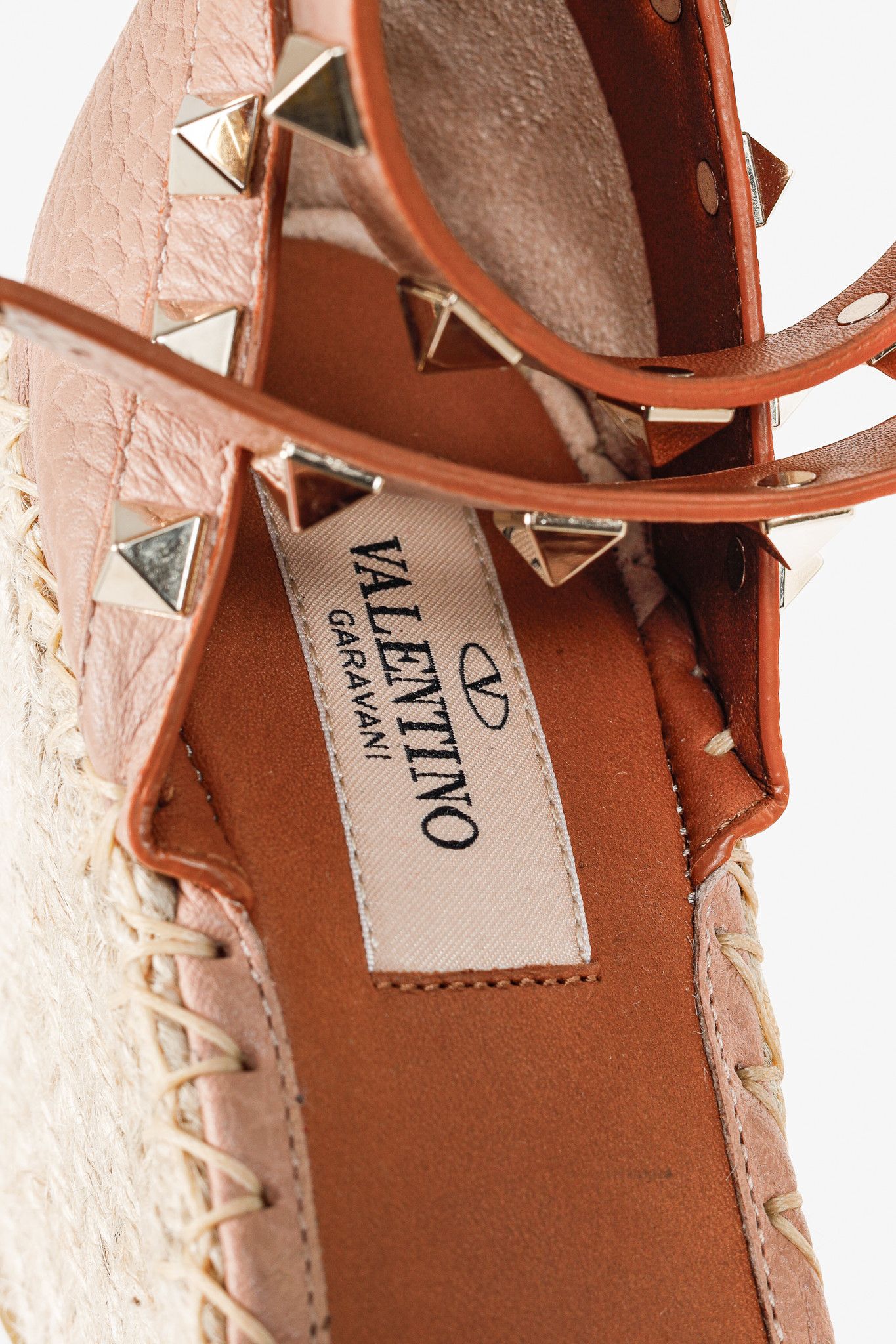 Valentino Valentino Garavani Rockstud Wedge Leather Espadrille Size US 7.5 / IT 37.5 - 10 Thumbnail