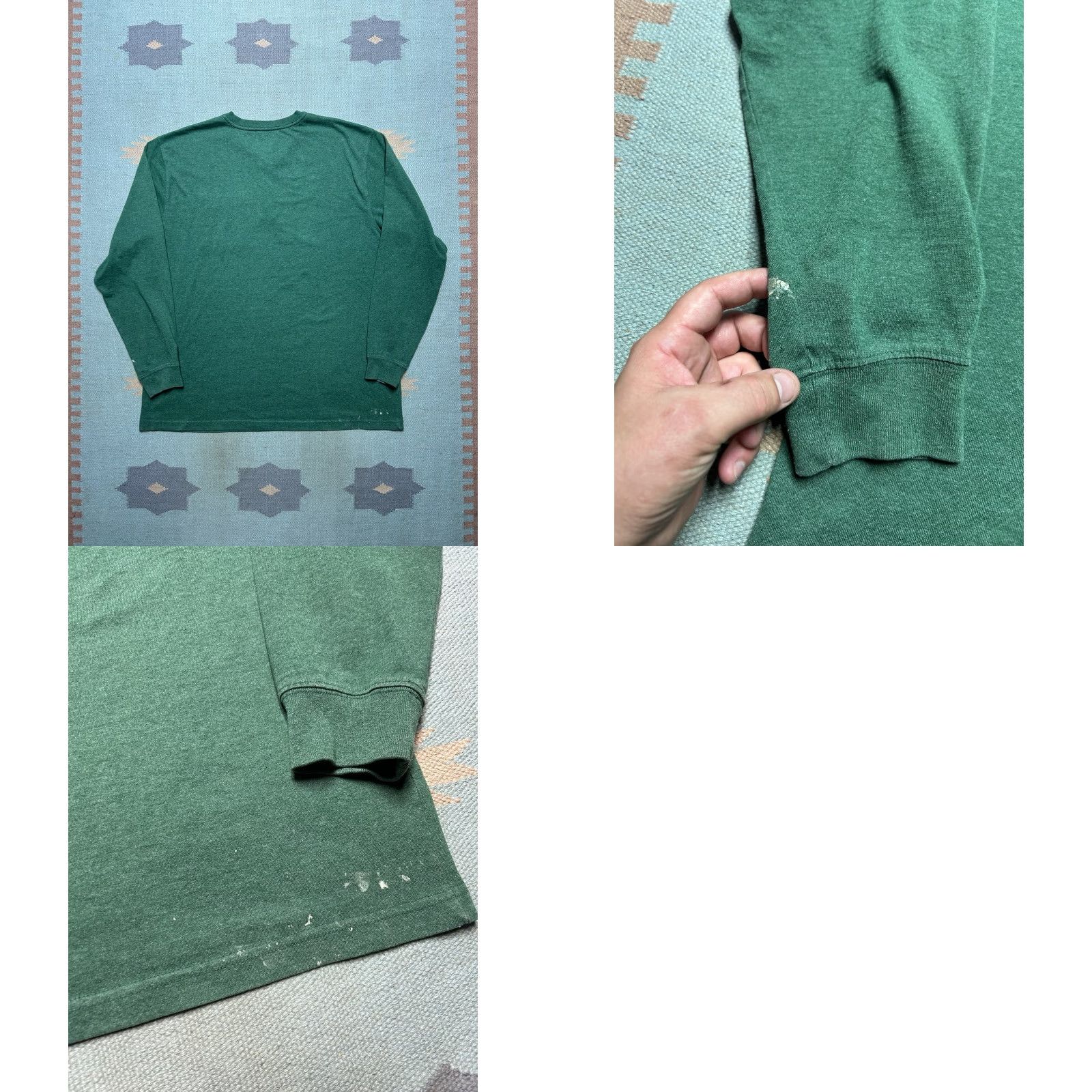 Carhartt VINTAGE Carhartt Long Sleeve Henley T Shirt Loose Fit Green Blank Distressed Adult XL Size US XL / EU 56 / 4 - 8 Thumbnail