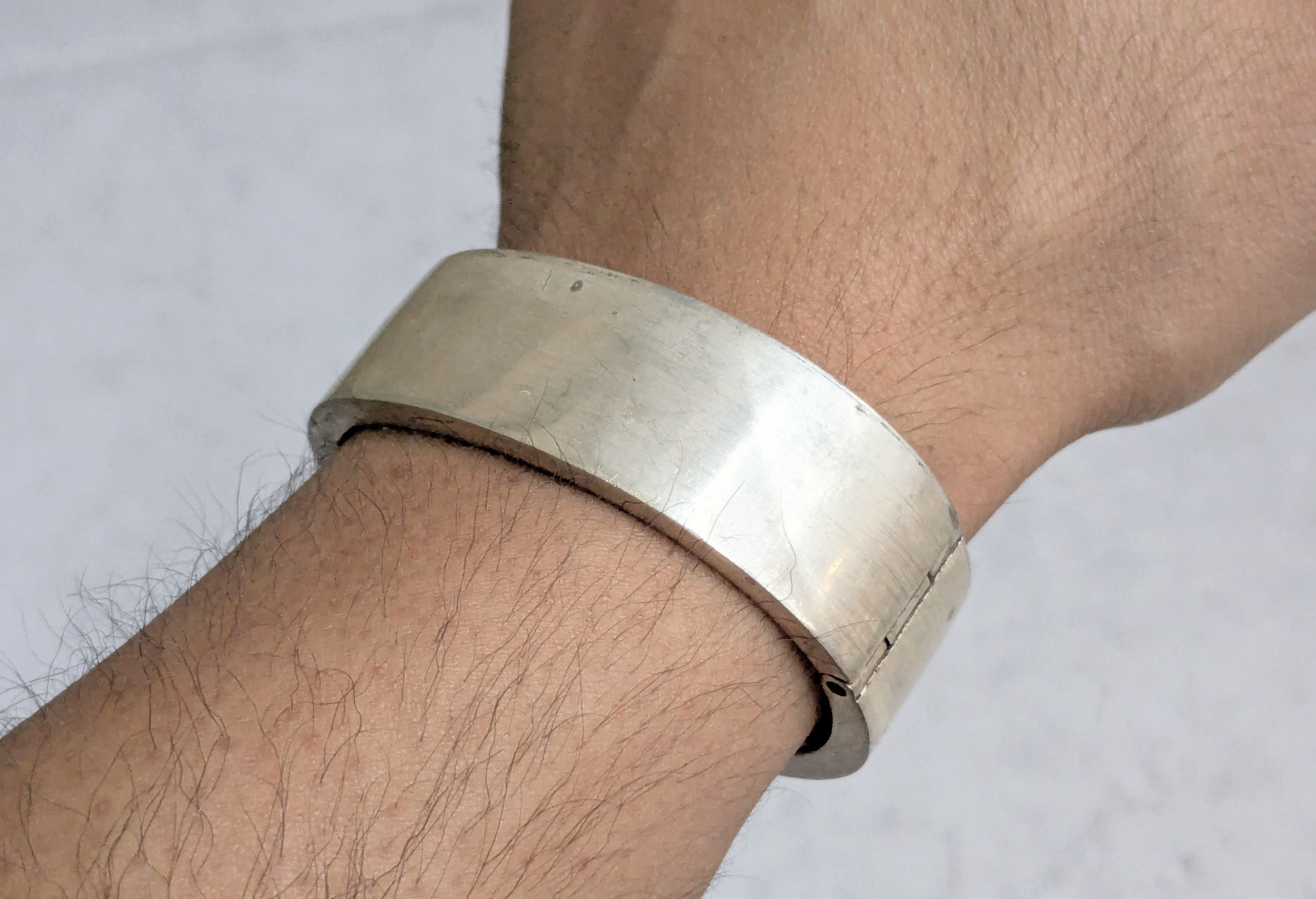 Jewelry Vintage Sterling Silver Bracelet Hinge Modern Bangle 7" Size ONE SIZE - 10 Thumbnail