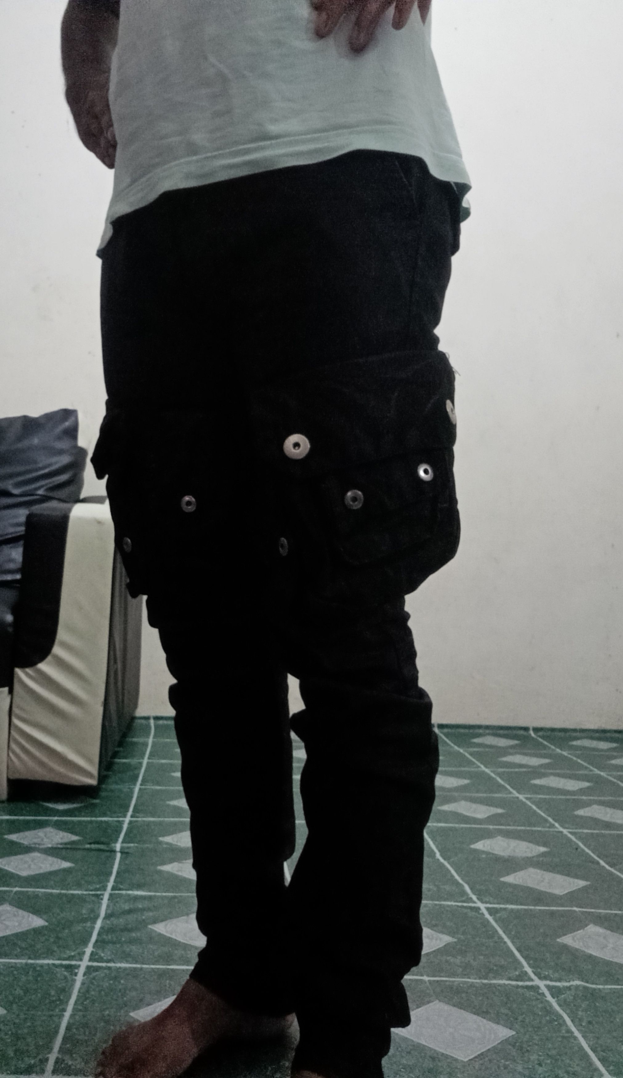 If Six Was Nine Glamour Wax Denim Punk Rock Style Skinny Cargo Pants Size US 30 / EU 46 - 14 Thumbnail